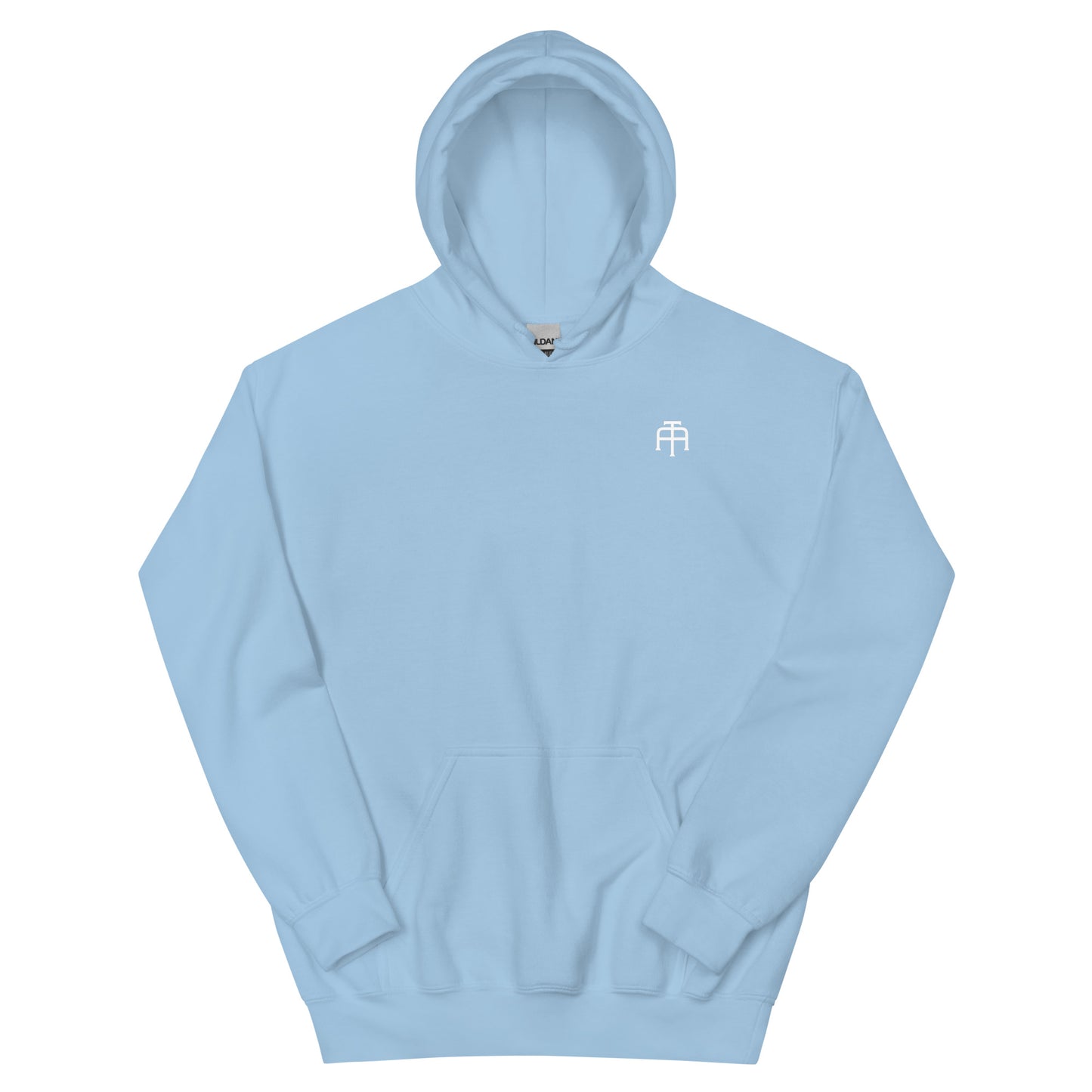 Unisex, 50% pre-shrunk cotton, 50% polyester, cozy go-to hoodie that's soft, smooth, and stylish in light blue by An Athlete Trains