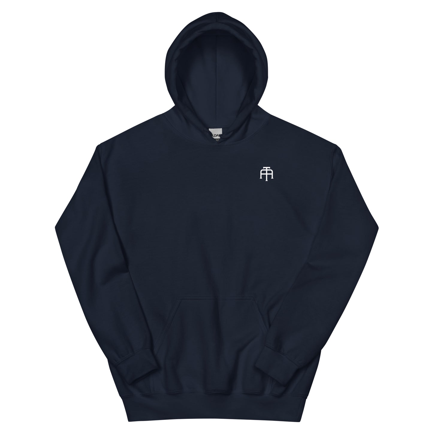 Unisex, 50% pre-shrunk cotton, 50% polyester, cozy go-to hoodie that's soft, smooth, and stylish in navy by An Athlete Trains