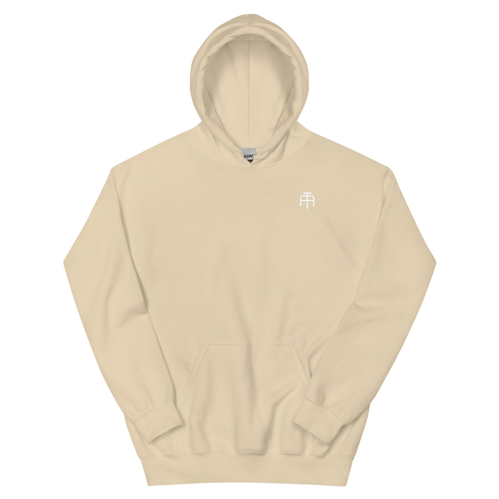 Unisex, 50% pre-shrunk cotton, 50% polyester, cozy go-to hoodie that's soft, smooth, and stylish in sand by An Athlete Trains