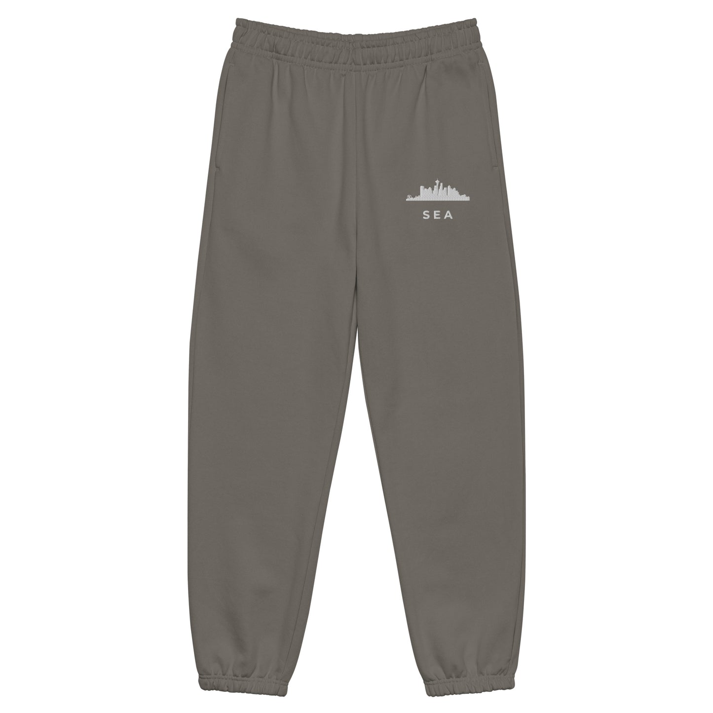 Seattle Edition heavyweight sweatpants in asphalt gray with a boxy 90s fit and embroidered Seattle detail—An Athlete Trains