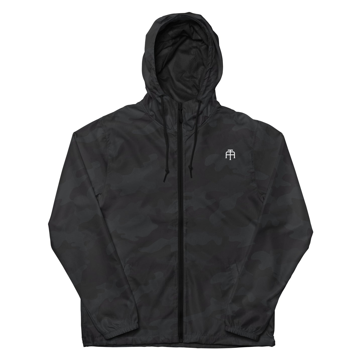 A water resistant windbreaker in black camo for any outside adventure by An Athlete Trains