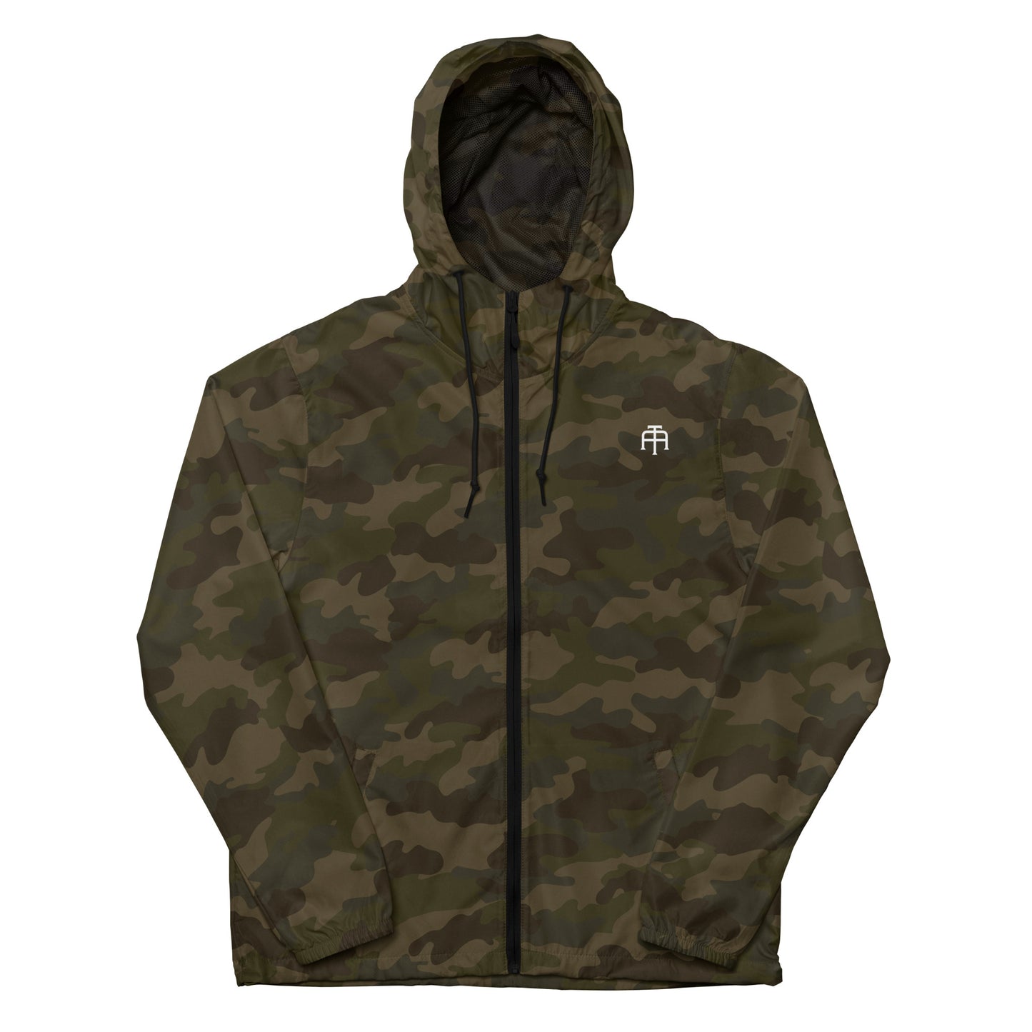 A water resistant windbreaker in forest camo for any outside adventure by An Athlete Trains