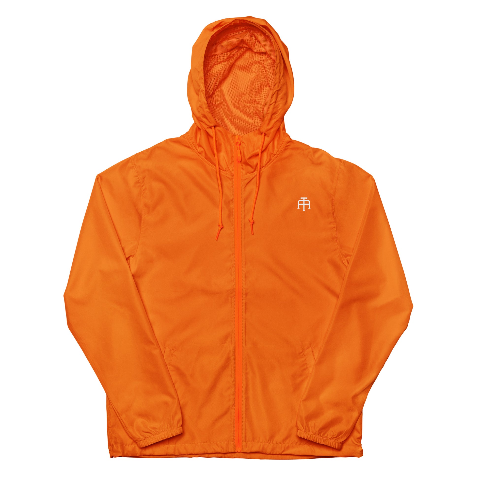 A water resistant windbreaker in safety orange for any outside adventure by An Athlete Trains