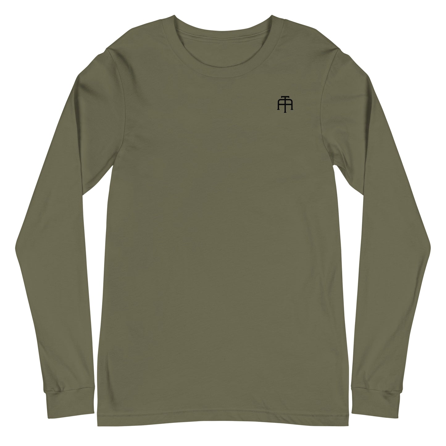 Versatile long sleeve tee that is made of airlume combed ring-spun cotton t-shirt in military green by An Athlete Trains