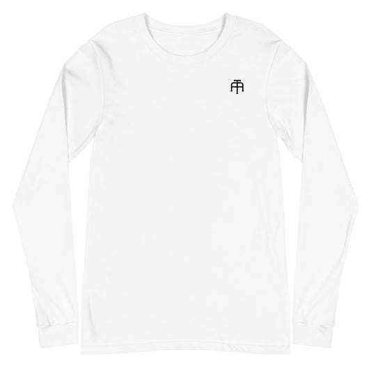 Versatile long sleeve tee that is made of airlume combed ring-spun cotton t-shirt in white by An Athlete Trains