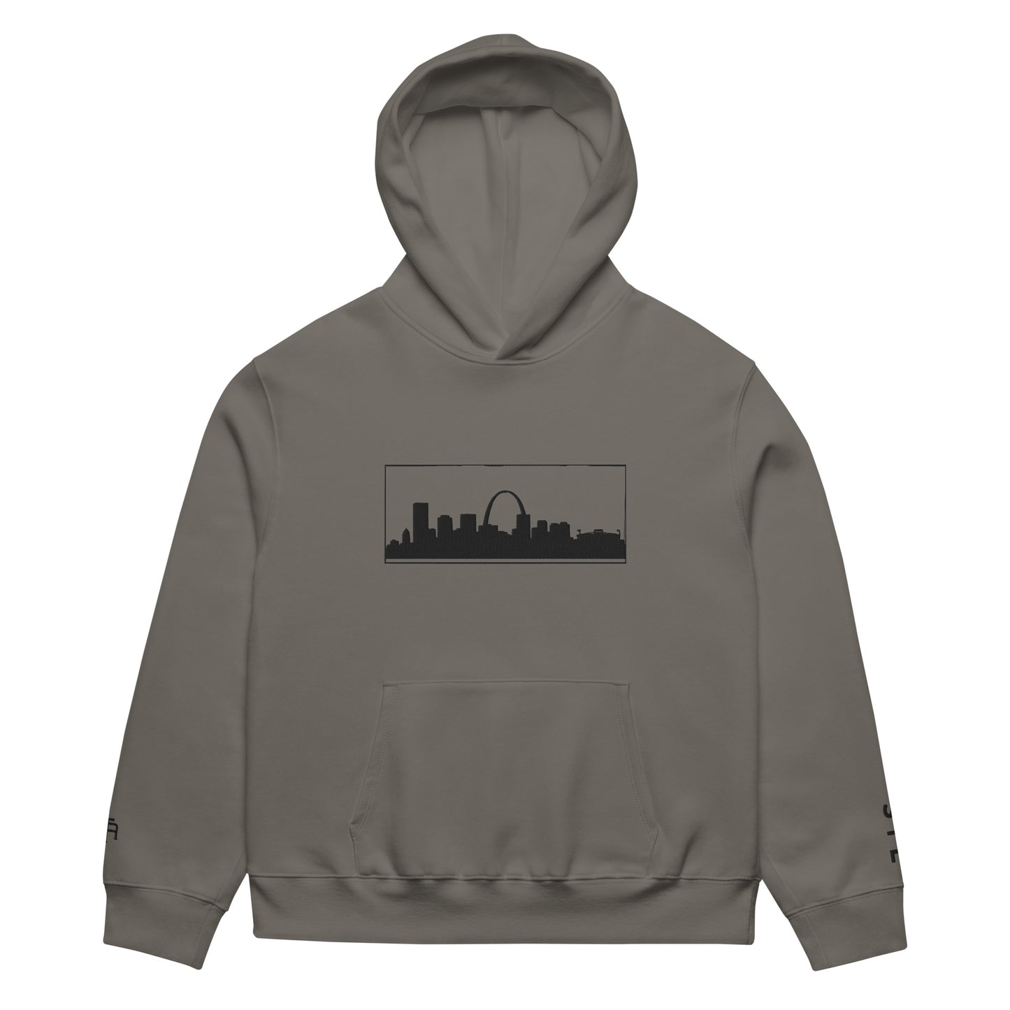 Gray St. Louis Edition oversized heavyweight hoodie featuring relaxed fit and Gateway Arch skyline embroidery | Our City | An Athlete Trains
