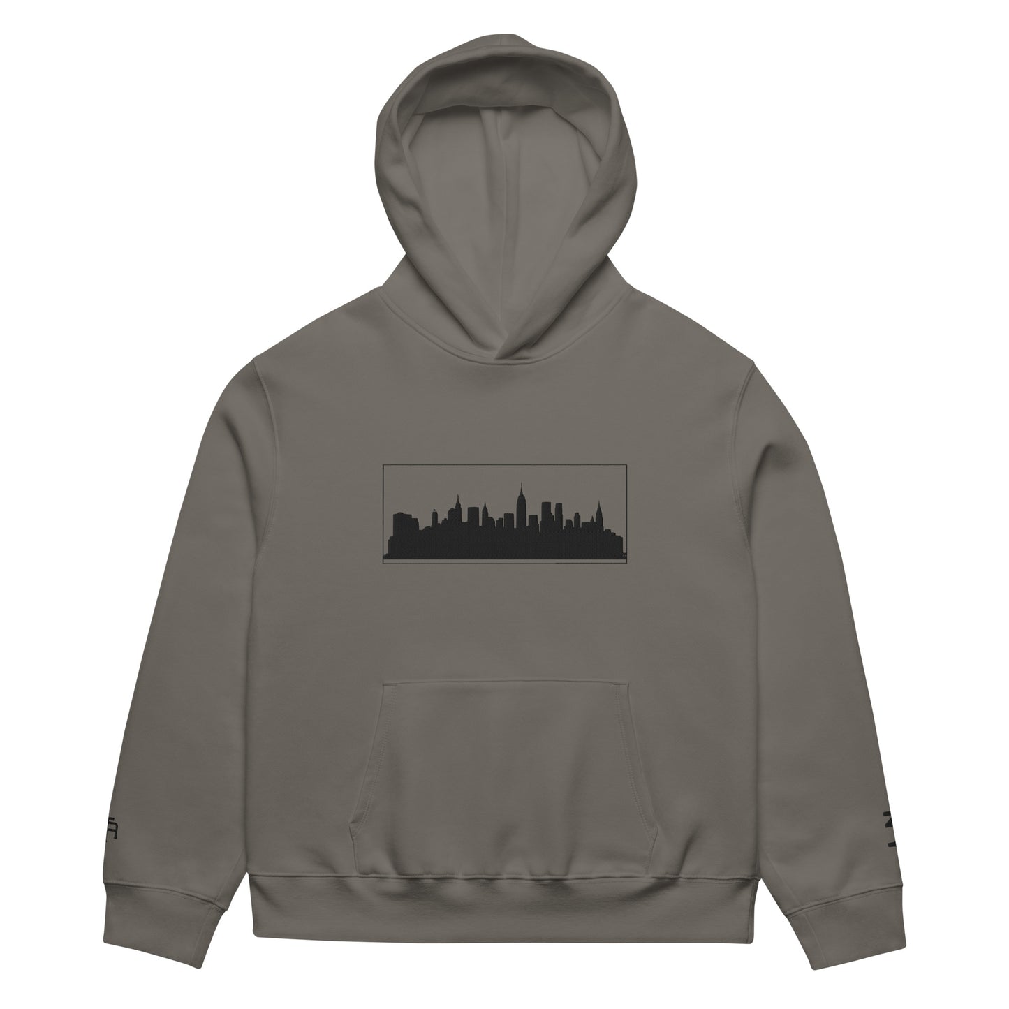 Gray New York Edition oversized heavyweight hoodie with 10oz fleece and NYC skyline embroidery | Our City | An Athlete Trains