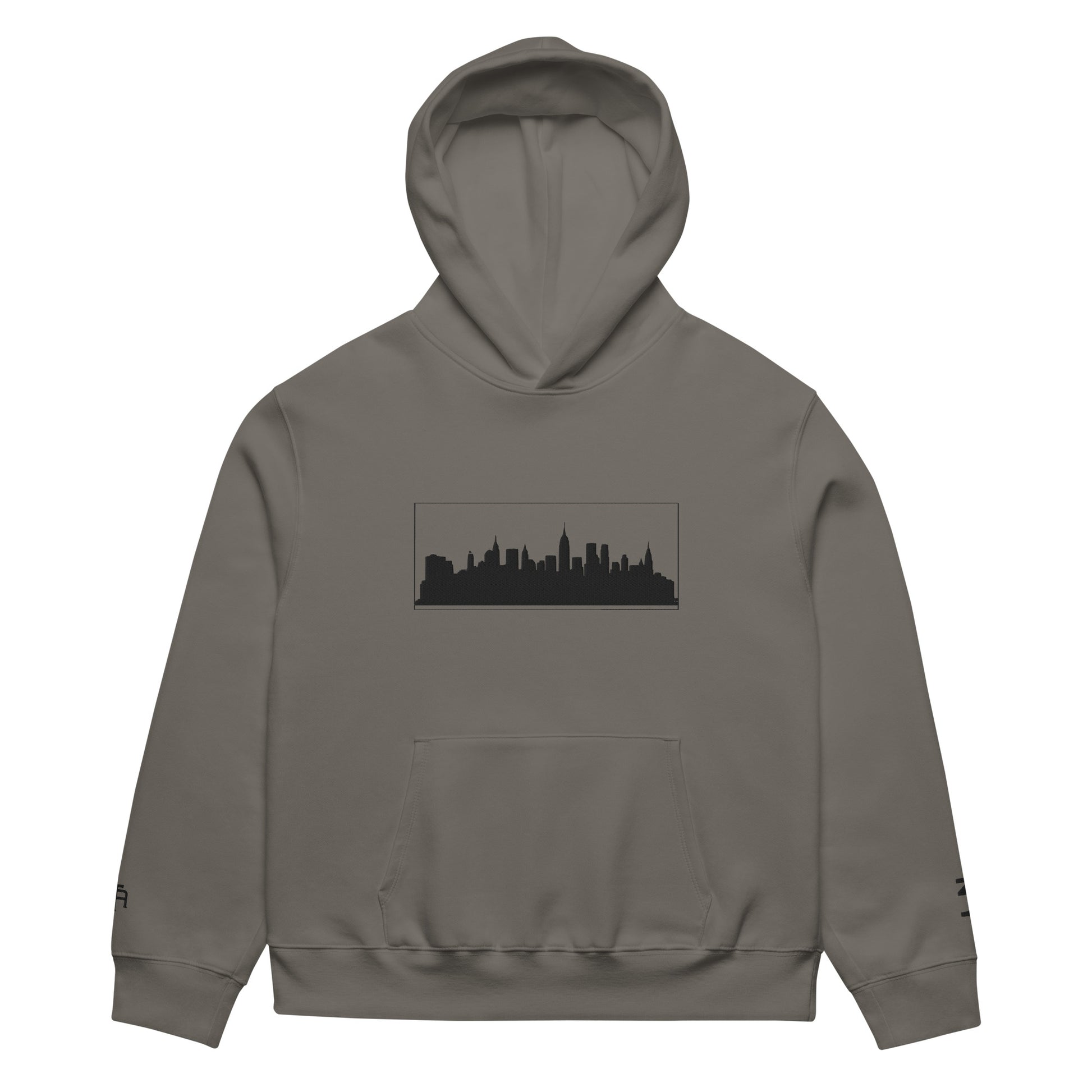 Gray New York Edition oversized heavyweight hoodie with 10oz fleece and NYC skyline embroidery | Our City | An Athlete Trains
