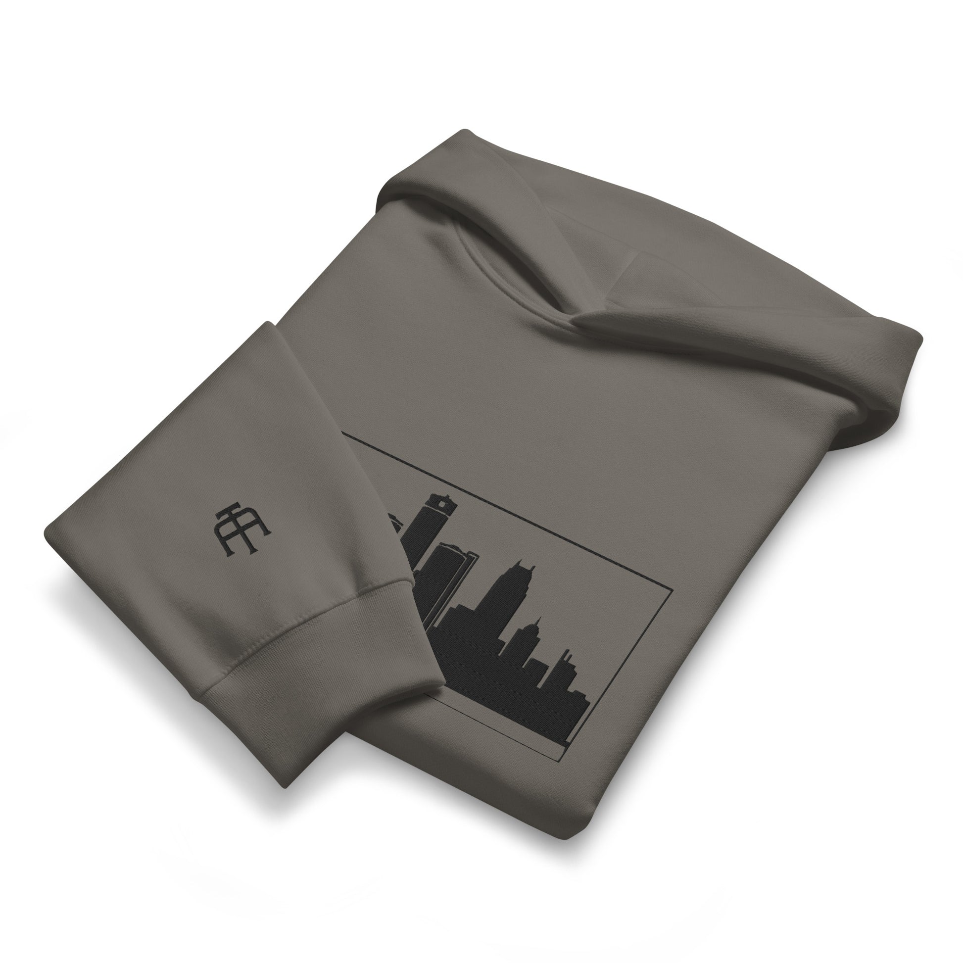 Gray Detroit Edition oversized heavyweight hoodie with dropped shoulders and embroidered Detroit skyline | Our City | An Athlete Trains
