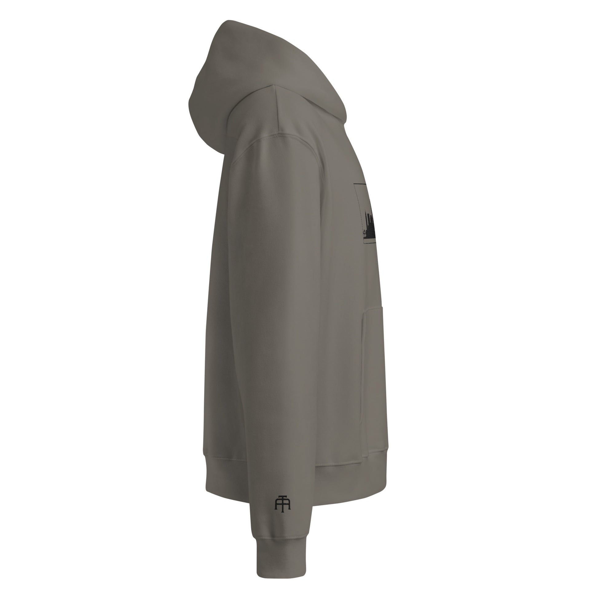 Gray Detroit Edition oversized heavyweight hoodie with dropped shoulders and embroidered Detroit skyline | Our City | An Athlete Trains