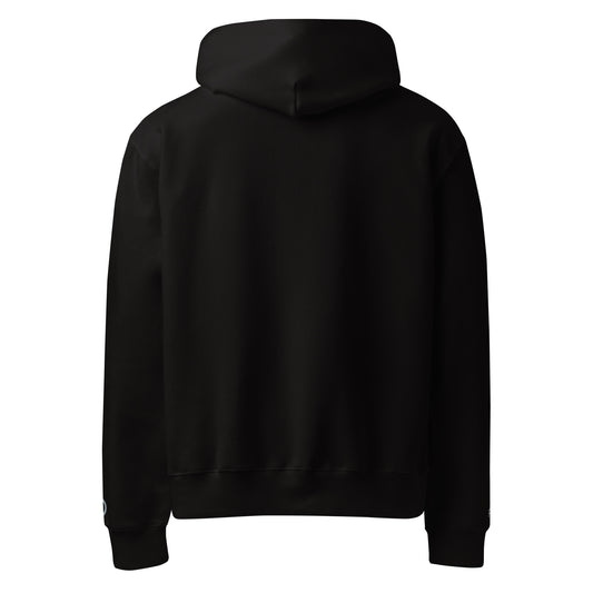 Oversized ultra soft brushed fleece heavyweight 10 oz hoodie in black with gray switch\off and logo embroidery - An Athlete Trains.