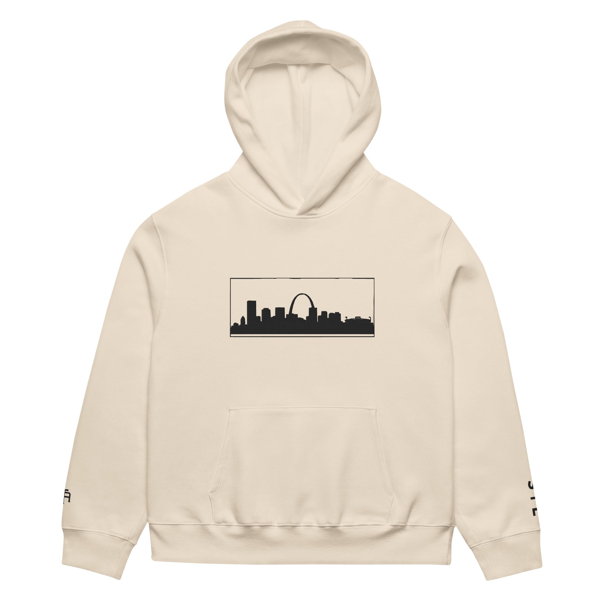 Dust color St. Louis Edition oversized heavyweight hoodie featuring relaxed fit and Gateway Arch skyline embroidery | Our City | An Athlete Trains