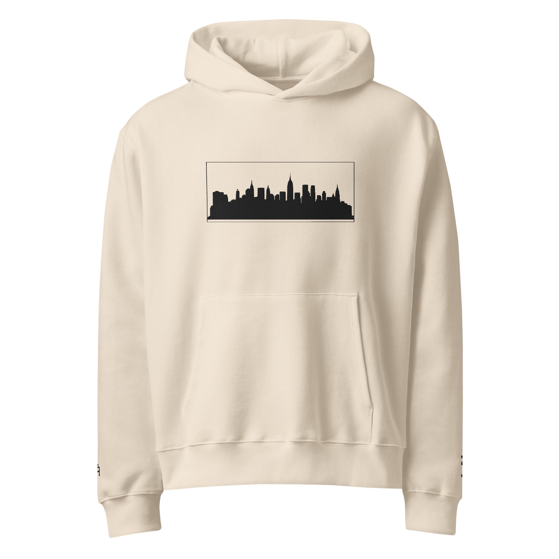 Dust color New York Edition oversized heavyweight hoodie with 10oz fleece and NYC skyline embroidery | Our City | An Athlete Trains
