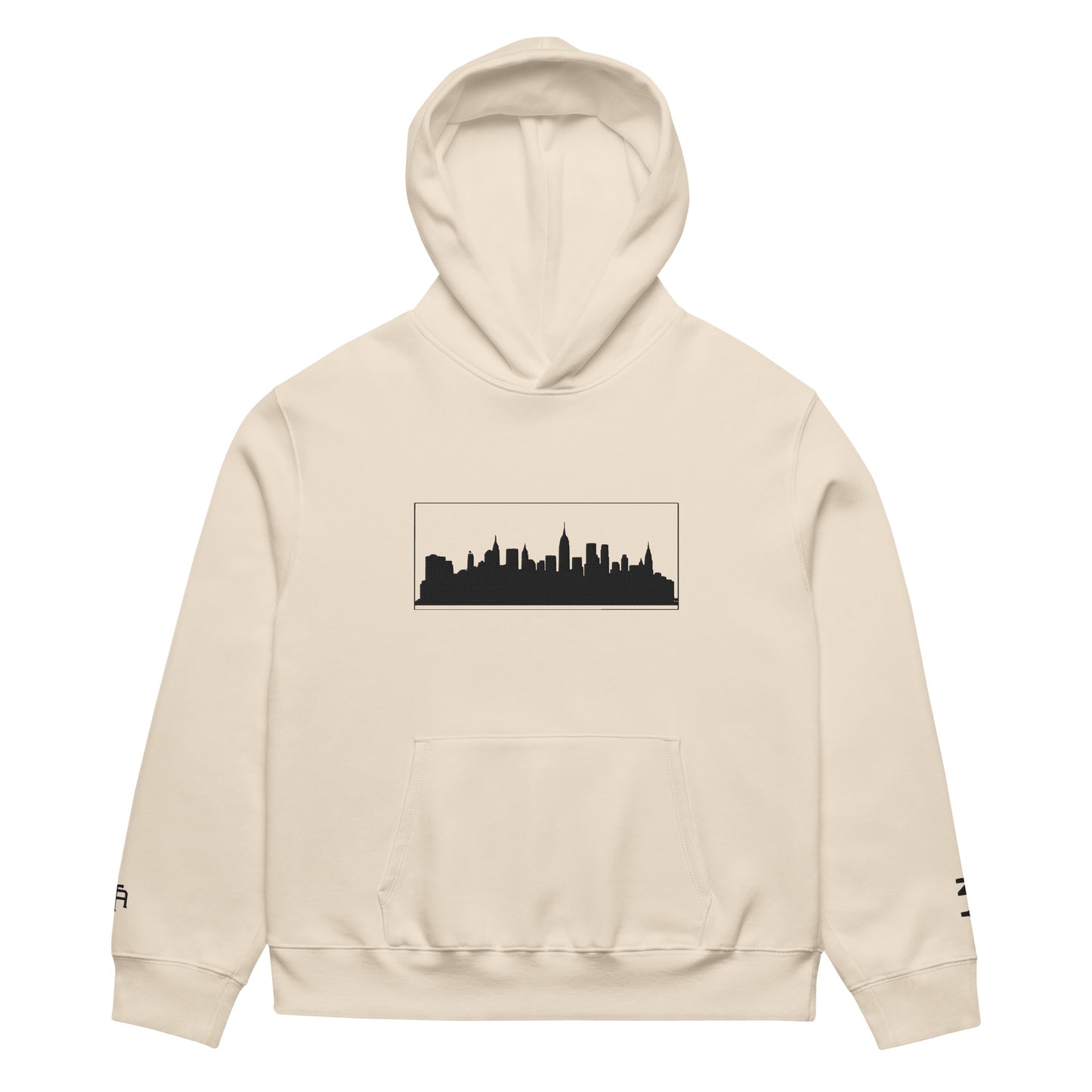 Dust color New York Edition oversized heavyweight hoodie with 10oz fleece and NYC skyline embroidery | Our City | An Athlete Trains
