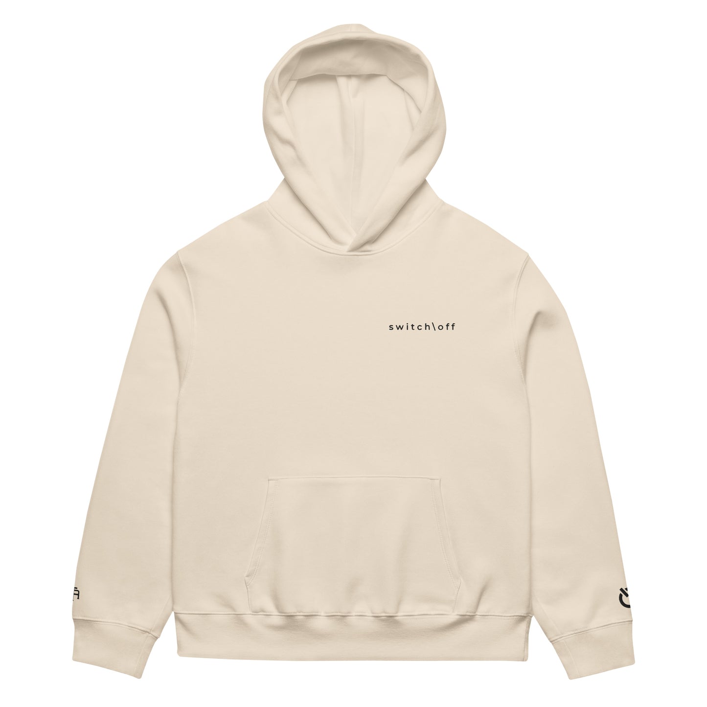 Oversized ultra soft brushed fleece heavyweight 10 oz hoodie in dust color with black switch\off and logo embroidery - An Athlete Trains.