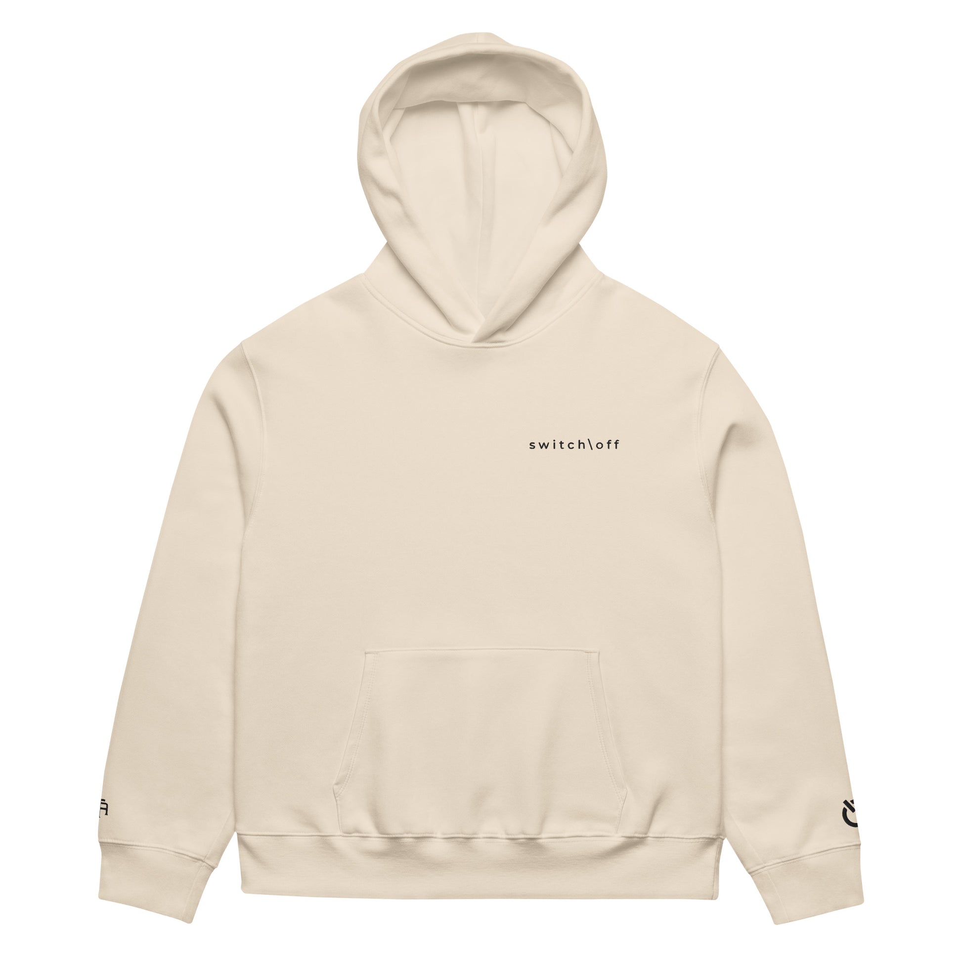 Oversized ultra soft brushed fleece heavyweight 10 oz hoodie in dust color with black switch\off and logo embroidery - An Athlete Trains.