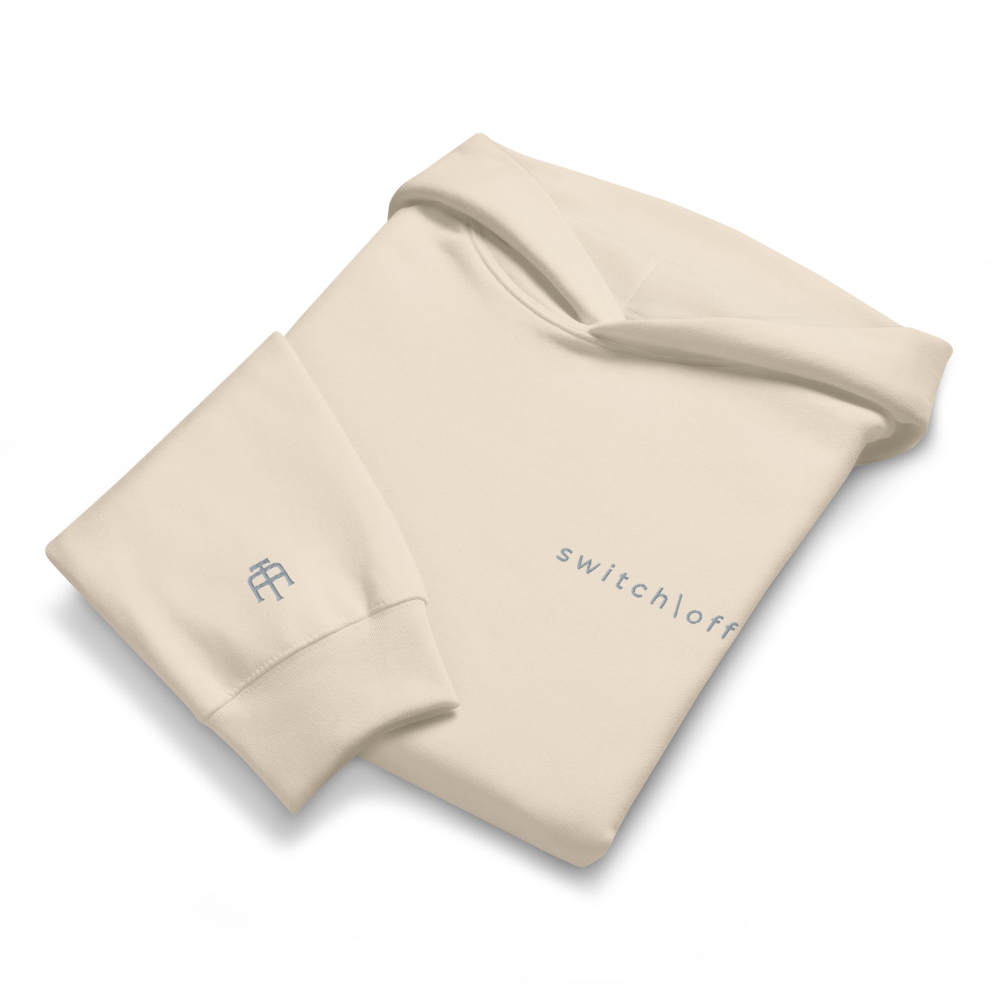 Oversized ultra soft brushed fleece heavyweight 10 oz hoodie in dust color with gray switch\off and logo embroidery - An Athlete Trains.