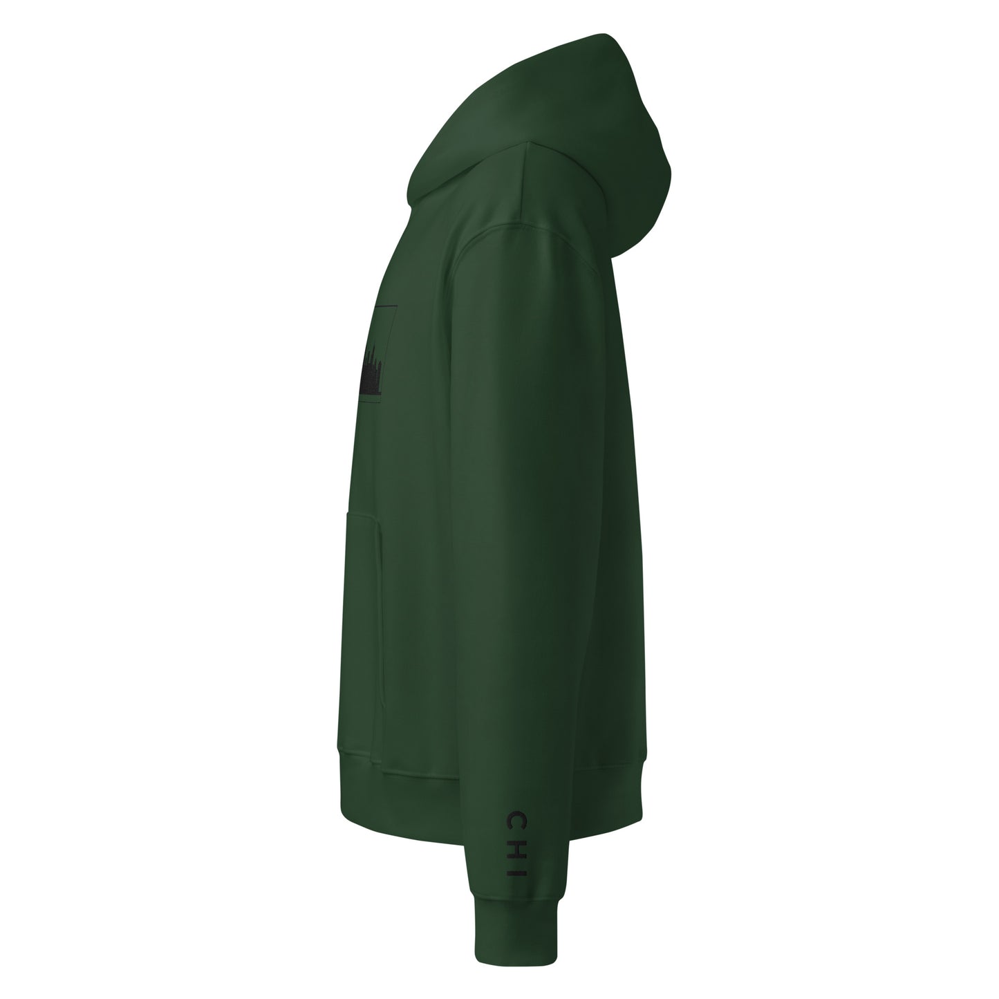 Forest Green Maroon Chicago Edition oversized 10oz hoodie featuring relaxed fit and high-density Chicago skyline embroidery | Our City | An Athlete Trains