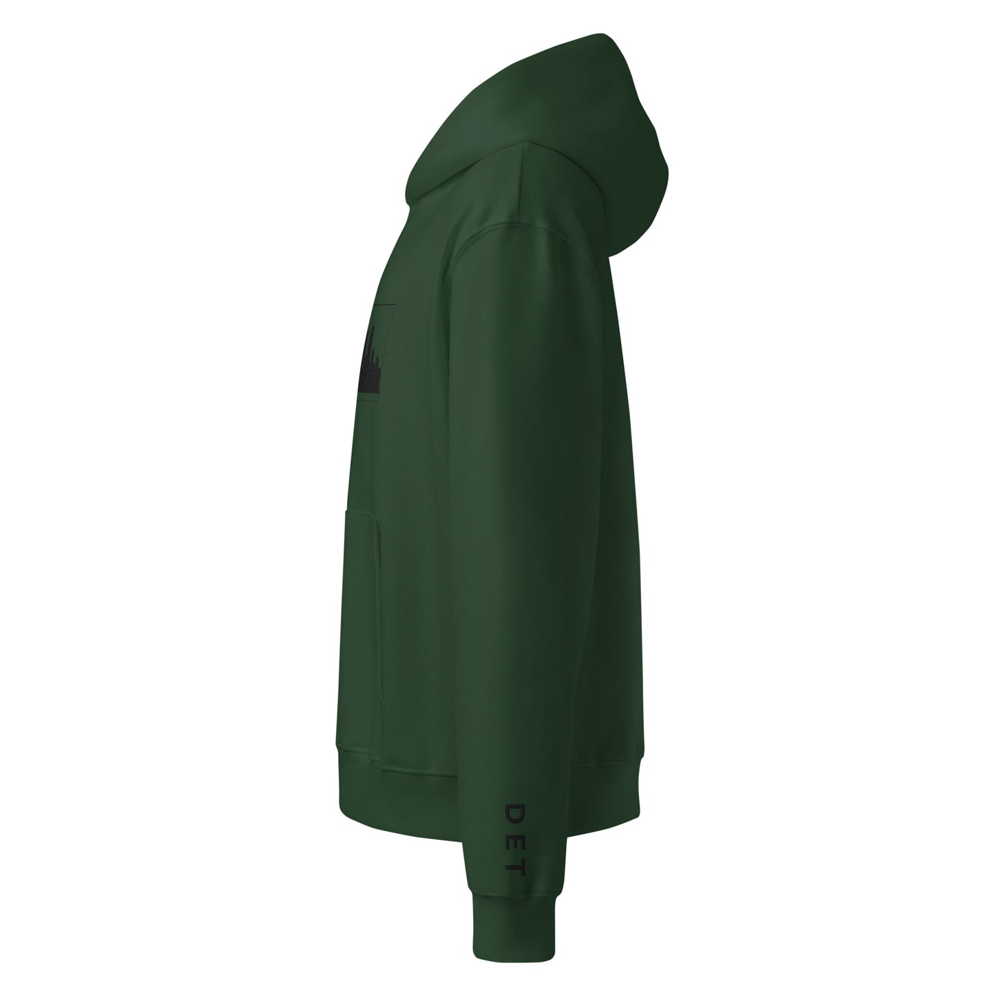 Forest green Detroit Edition oversized heavyweight hoodie with dropped shoulders and embroidered Detroit skyline | Our City | An Athlete Trains