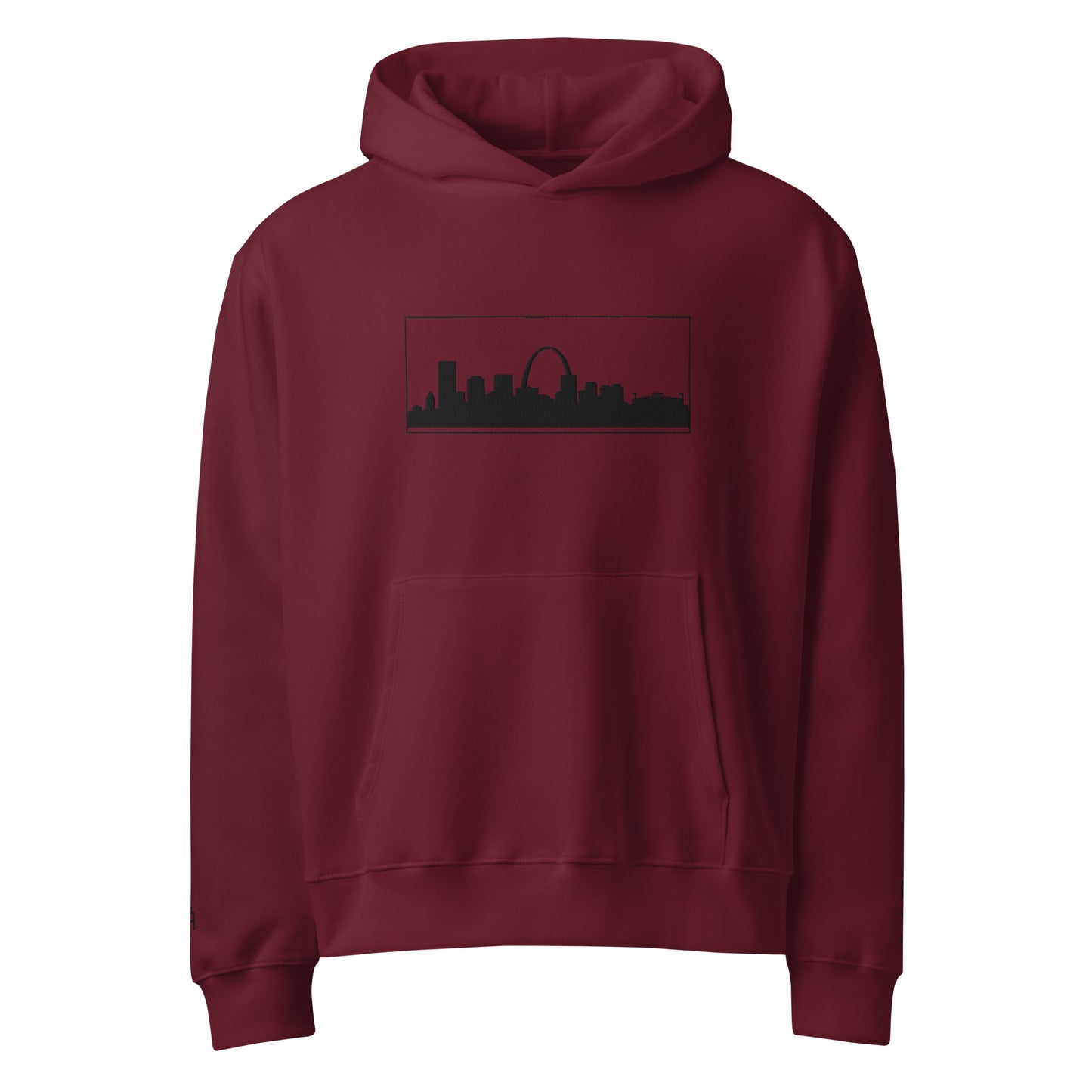 Maroon St. Louis Edition oversized heavyweight hoodie featuring relaxed fit and Gateway Arch skyline embroidery | Our City | An Athlete Trains