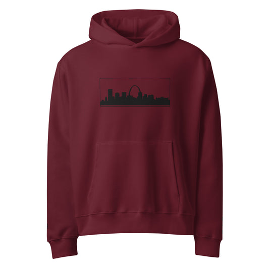 Maroon St. Louis Edition oversized heavyweight hoodie featuring relaxed fit and Gateway Arch skyline embroidery | Our City | An Athlete Trains