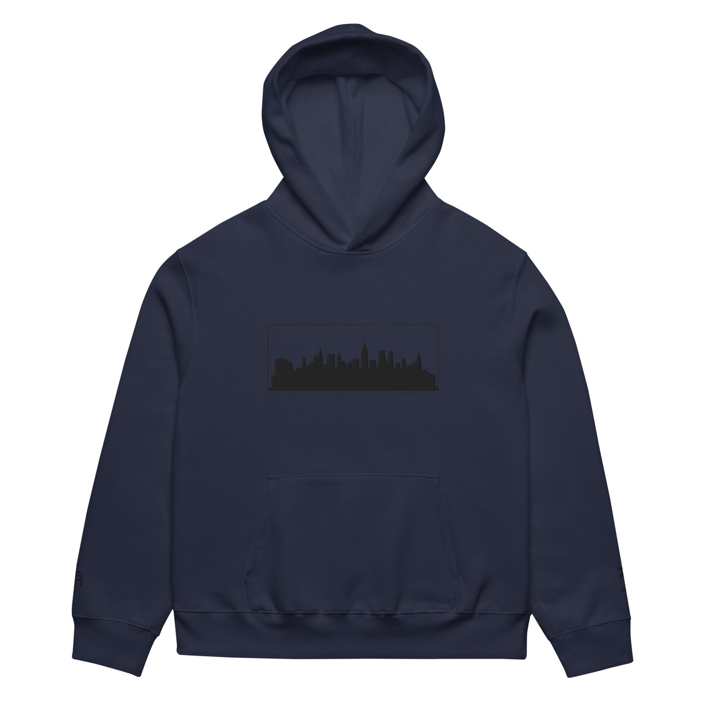 Navy New York Edition oversized heavyweight hoodie with 10oz fleece and NYC skyline embroidery | Our City | An Athlete Trains
