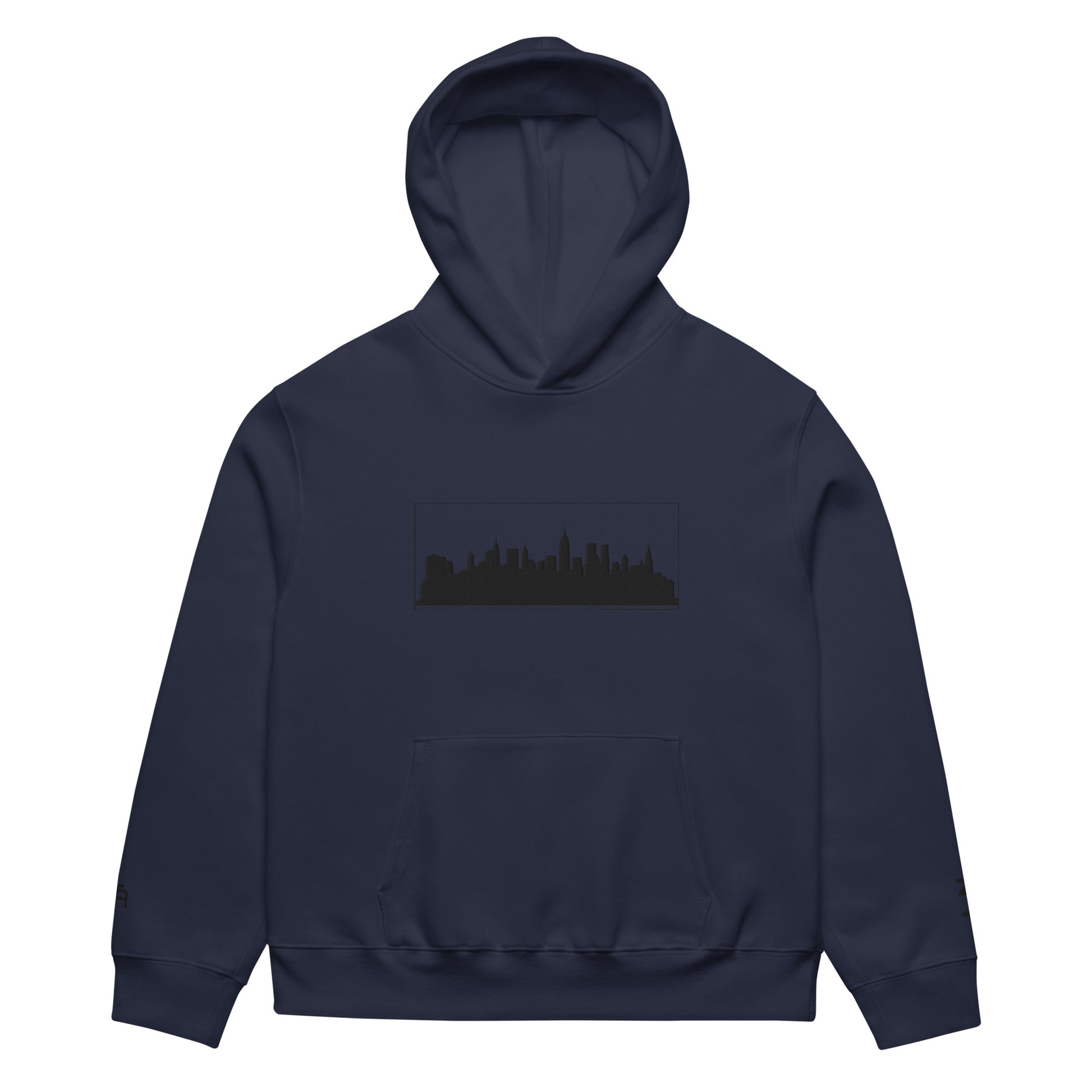 Navy New York Edition oversized heavyweight hoodie with 10oz fleece and NYC skyline embroidery | Our City | An Athlete Trains