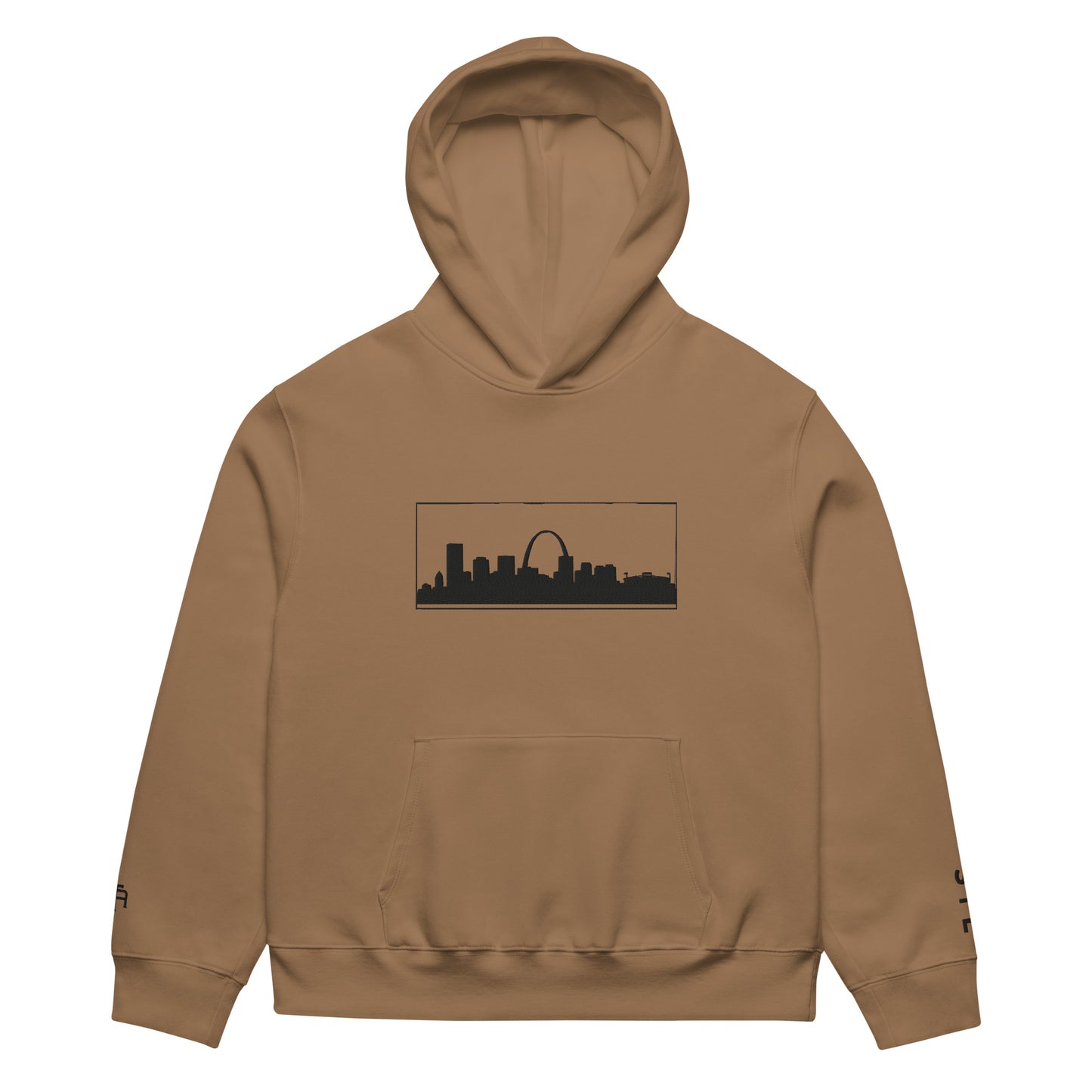 Vintage brown St. Louis Edition oversized heavyweight hoodie featuring relaxed fit and Gateway Arch skyline embroidery | Our City | An Athlete Trains