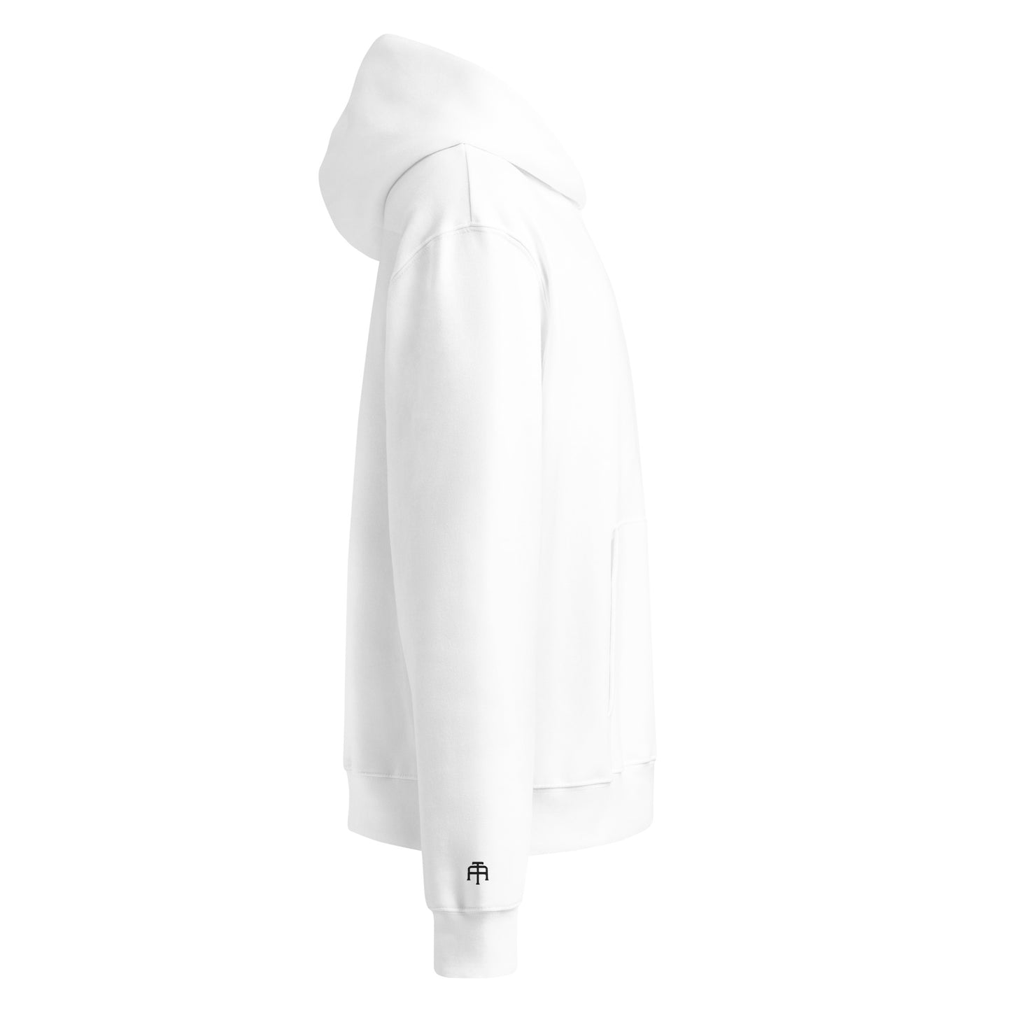 Oversized ultra soft brushed fleece heavyweight 10 oz hoodie in white with black switch\off and logo embroidery - An Athlete Trains.