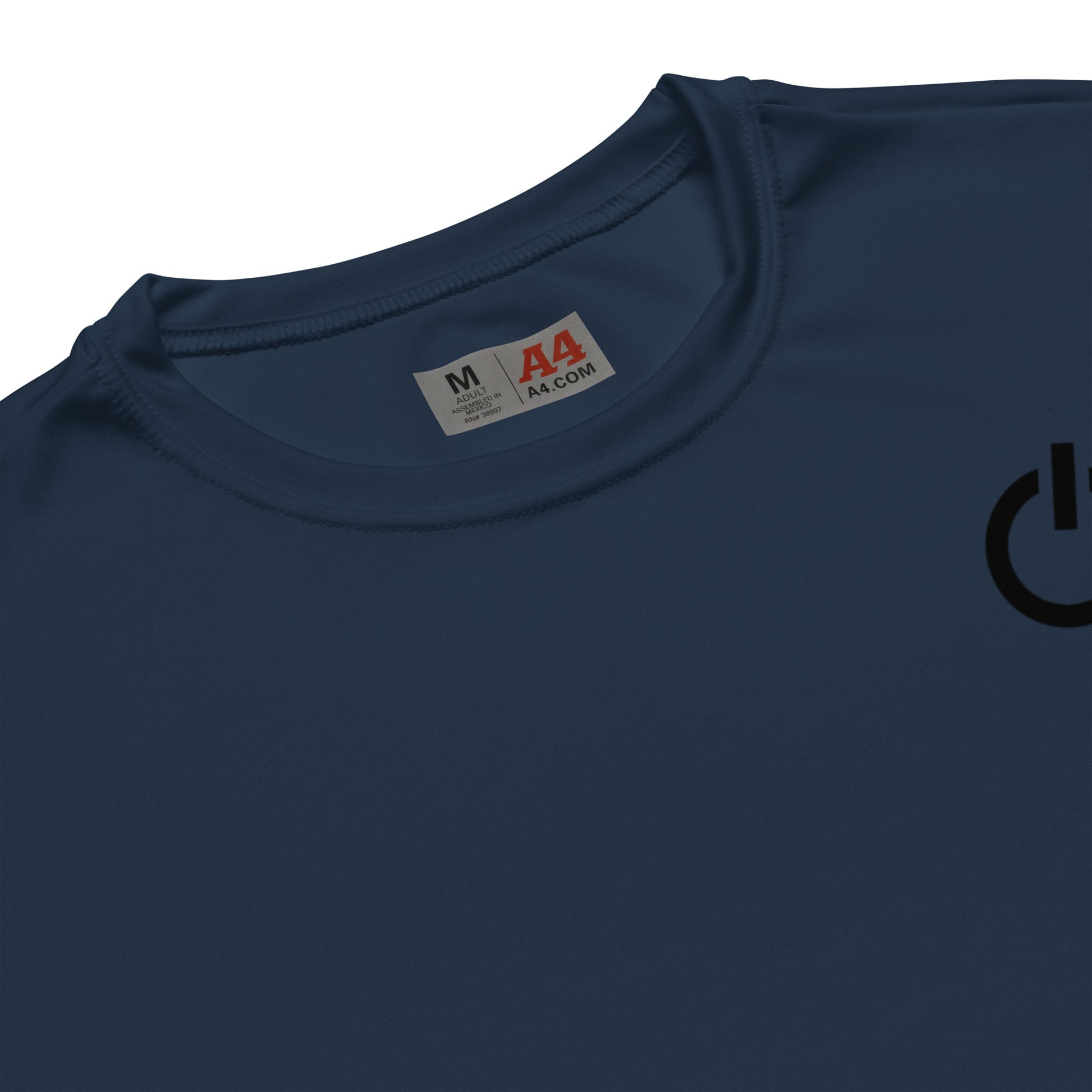 Unisex 4 oz performance crew neck in Royal blue with black SWITCH/ON and logo - snag-resistant and moisture-wicking training shirt - baseball edition 