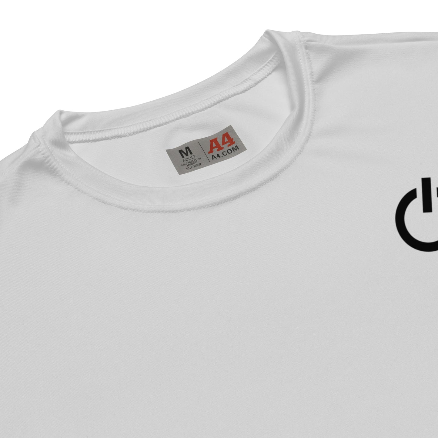 Unisex 4 oz performance crew neck in silver with black SWITCH/ON and logo - snag-resistant and moisture-wicking training shirt - football edition 