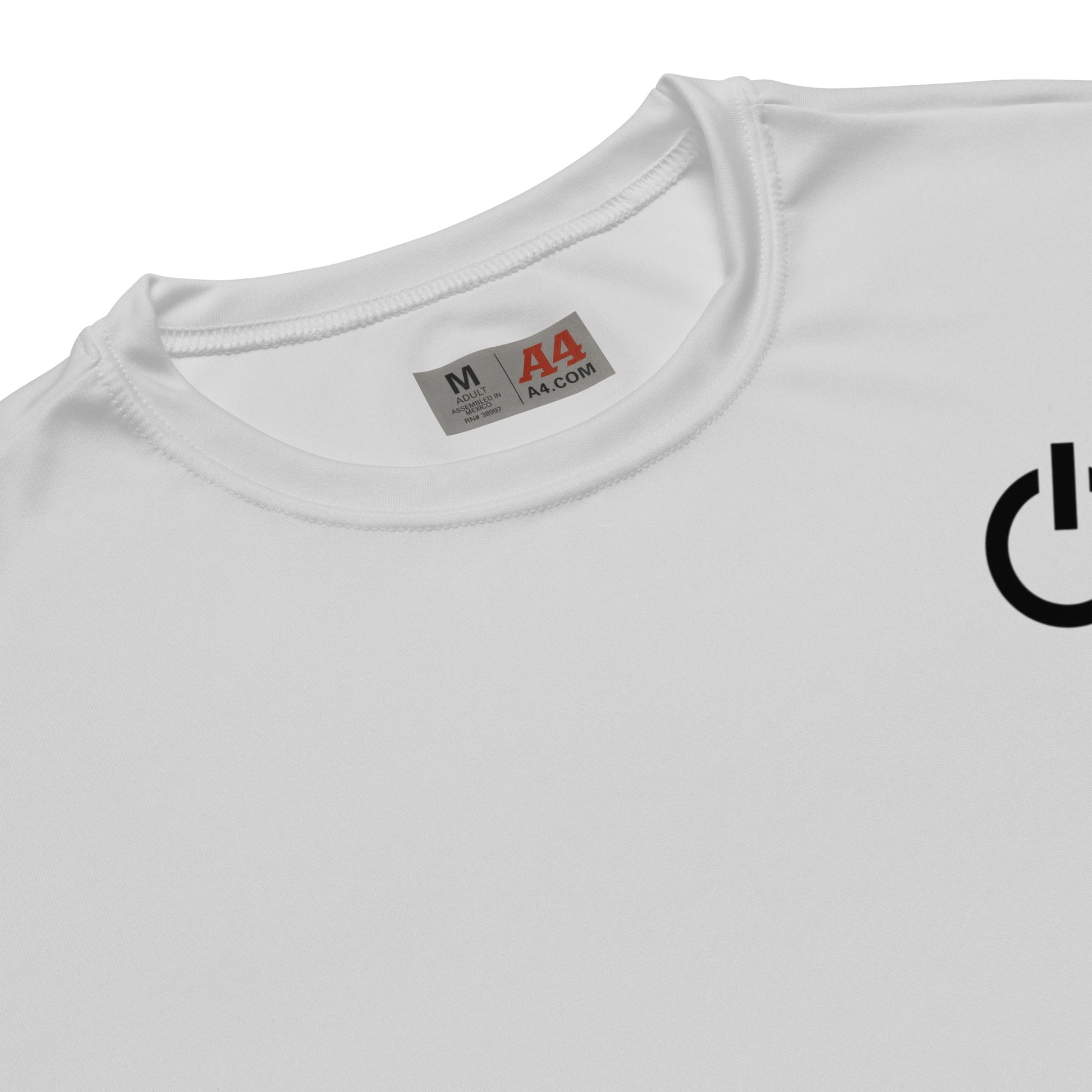 Unisex 4 oz performance crew neck in silver with black SWITCH/ON and logo - snag-resistant and moisture-wicking training shirt - football edition 