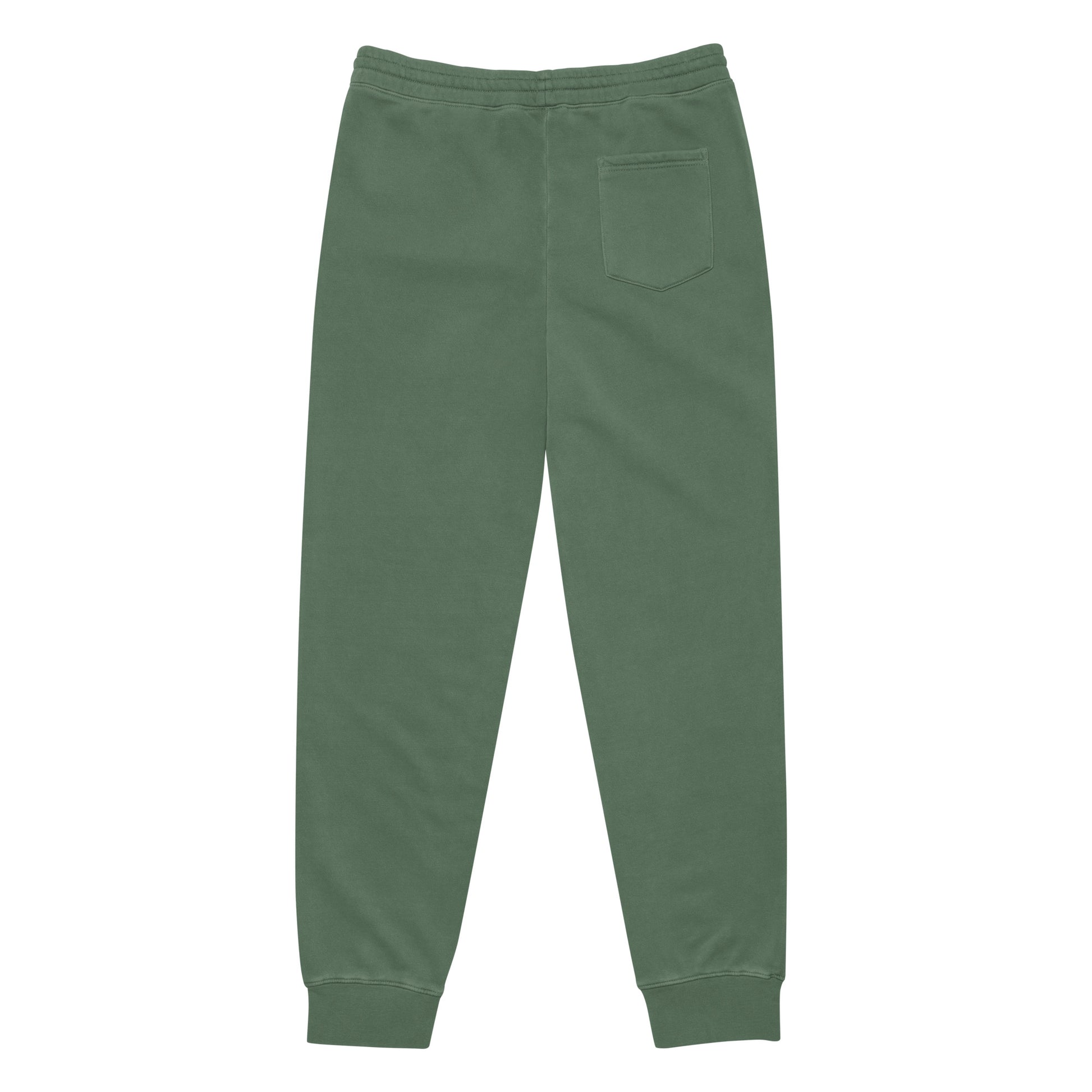 Detroit Our City pigment-dyed sweatpants in alpine green with a relaxed fit and embroidered Detroit detail—Motor City athletic lifestyle gear
