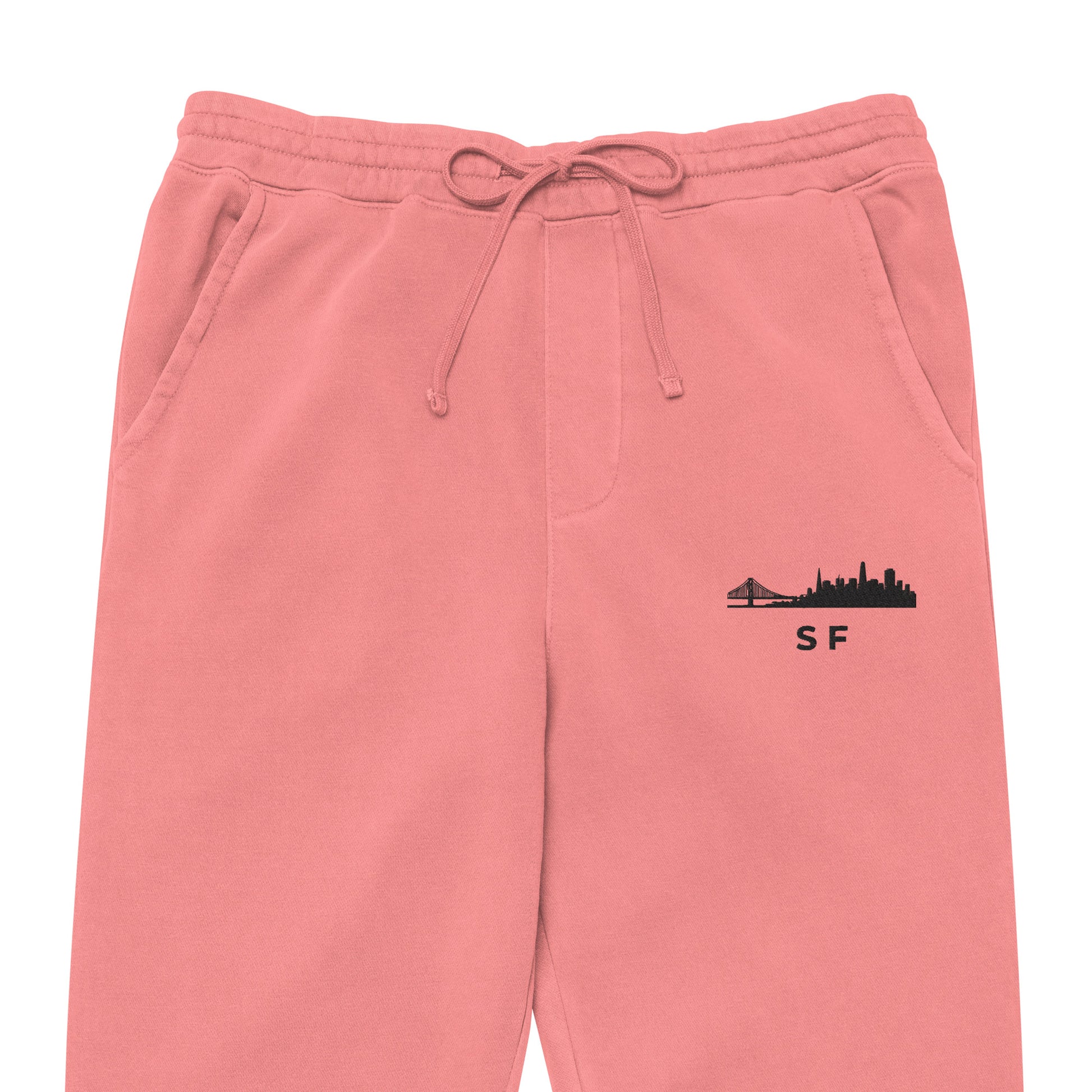 San Francisco Our City pigment-dyed sweatpants in pink with a relaxed fit and embroidered SF detail—NorCal athletic lifestyle wear