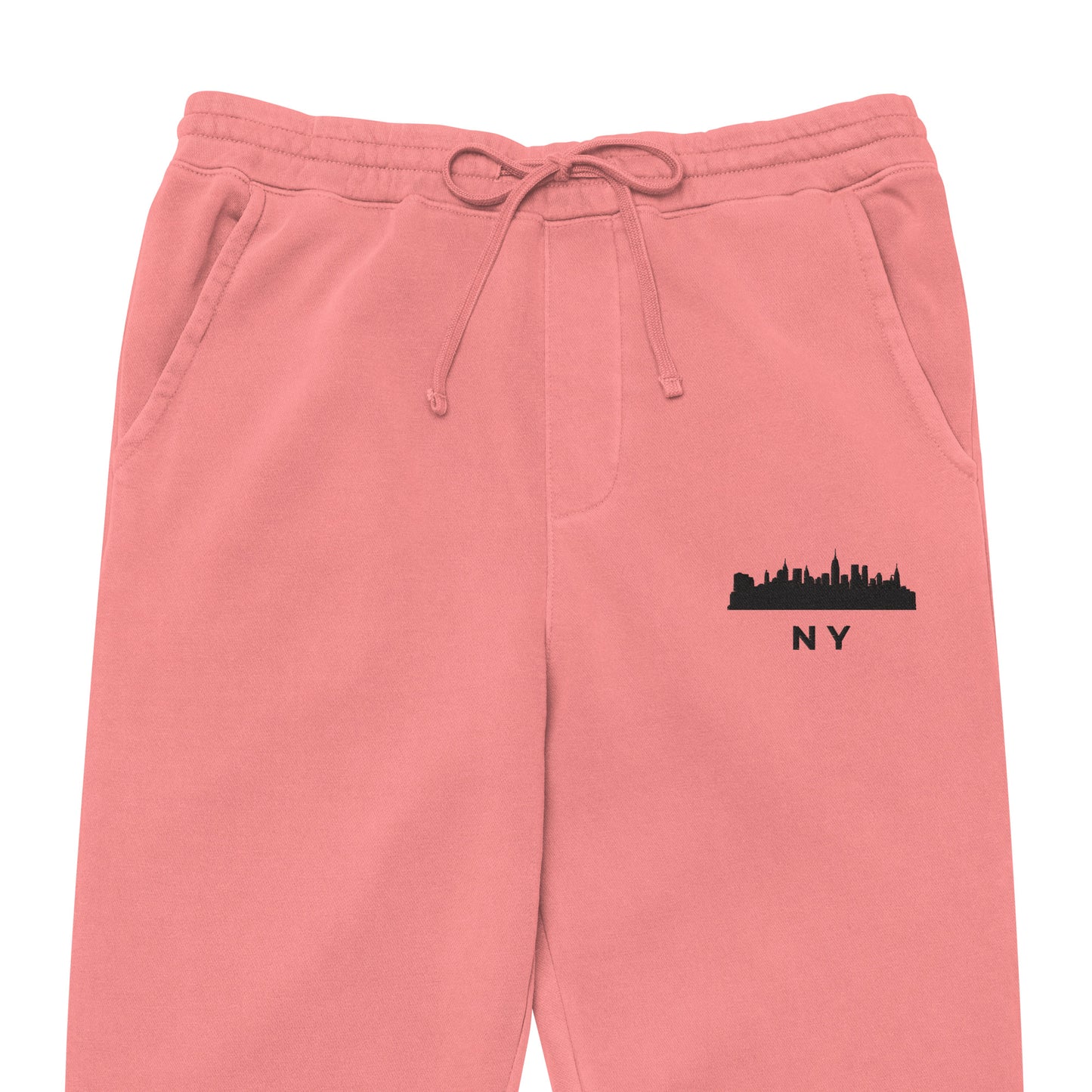 New York Our City pigment-dyed sweatpants in pink with a relaxed fit and embroidered New York detail—NYC athletic lifestyle wear