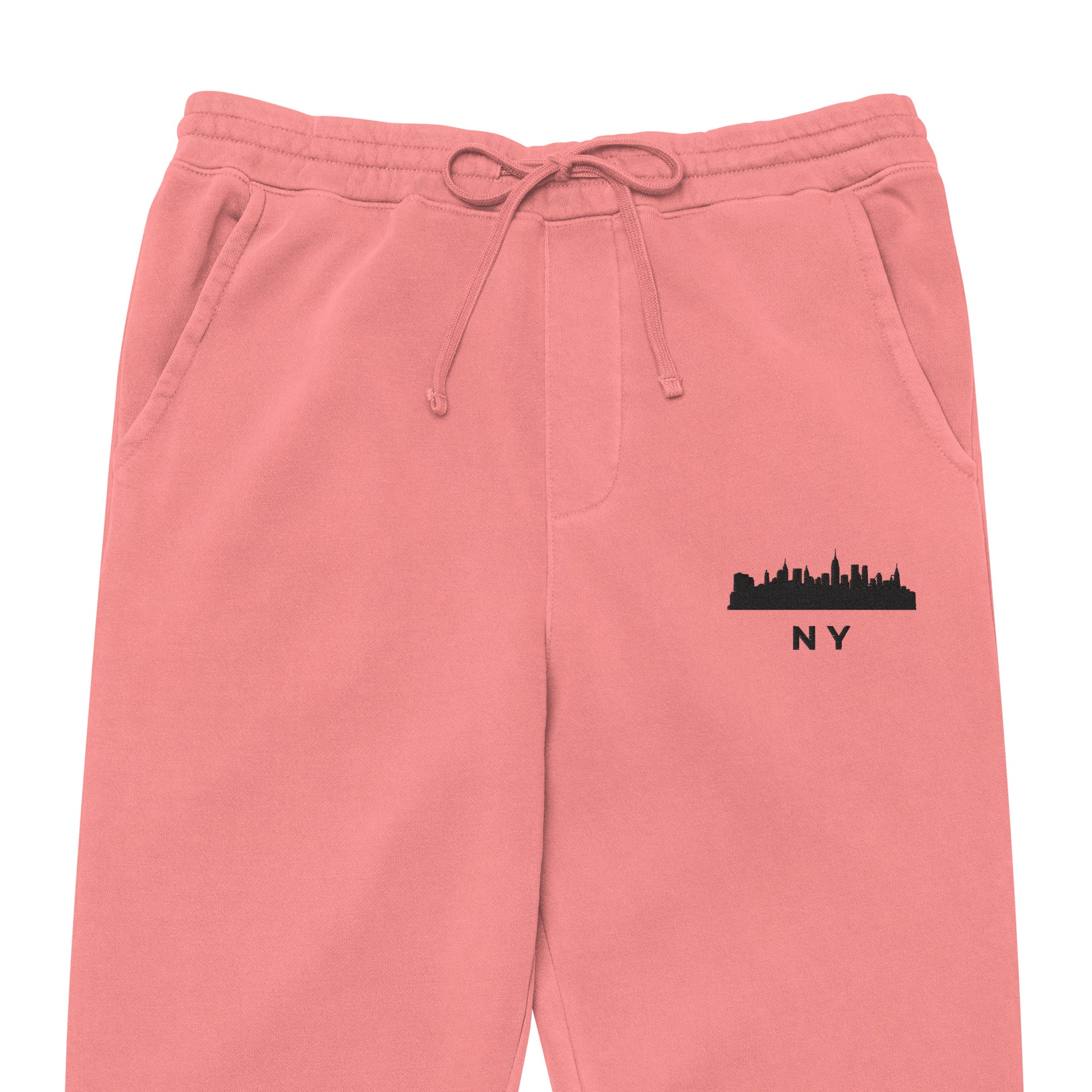 New York Our City pigment-dyed sweatpants in pink with a relaxed fit and embroidered New York detail—NYC athletic lifestyle wear