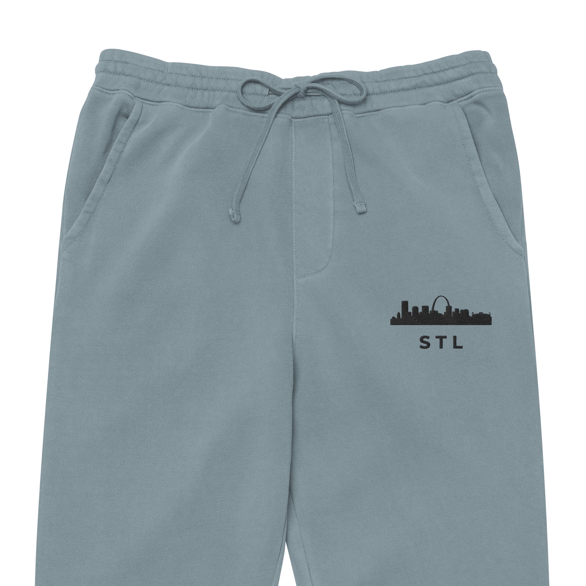 St. Louis Edition pigment-dyed sweatpants in slate blue with a relaxed fit and embroidered St. Louis skyline detail | An Athlete Trains