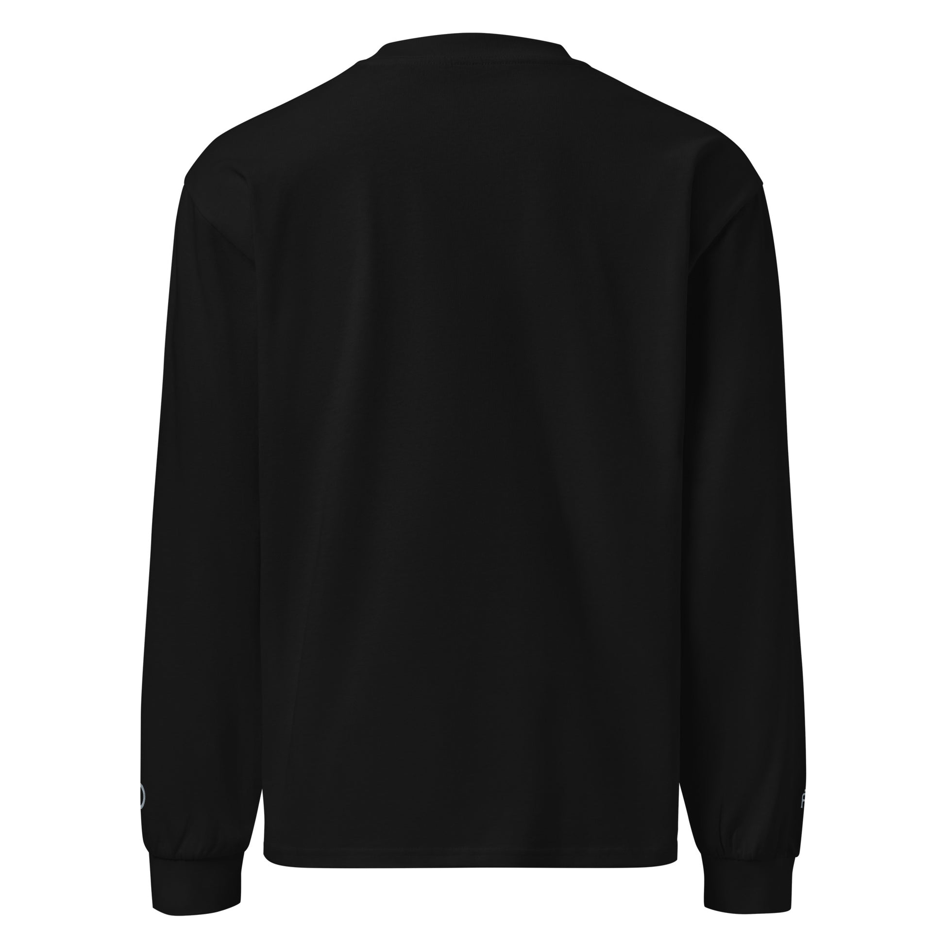 Premium heavyweight long sleeve cotton shirt in black with gray switch\off and logo embroidery - An Athlete Trains.