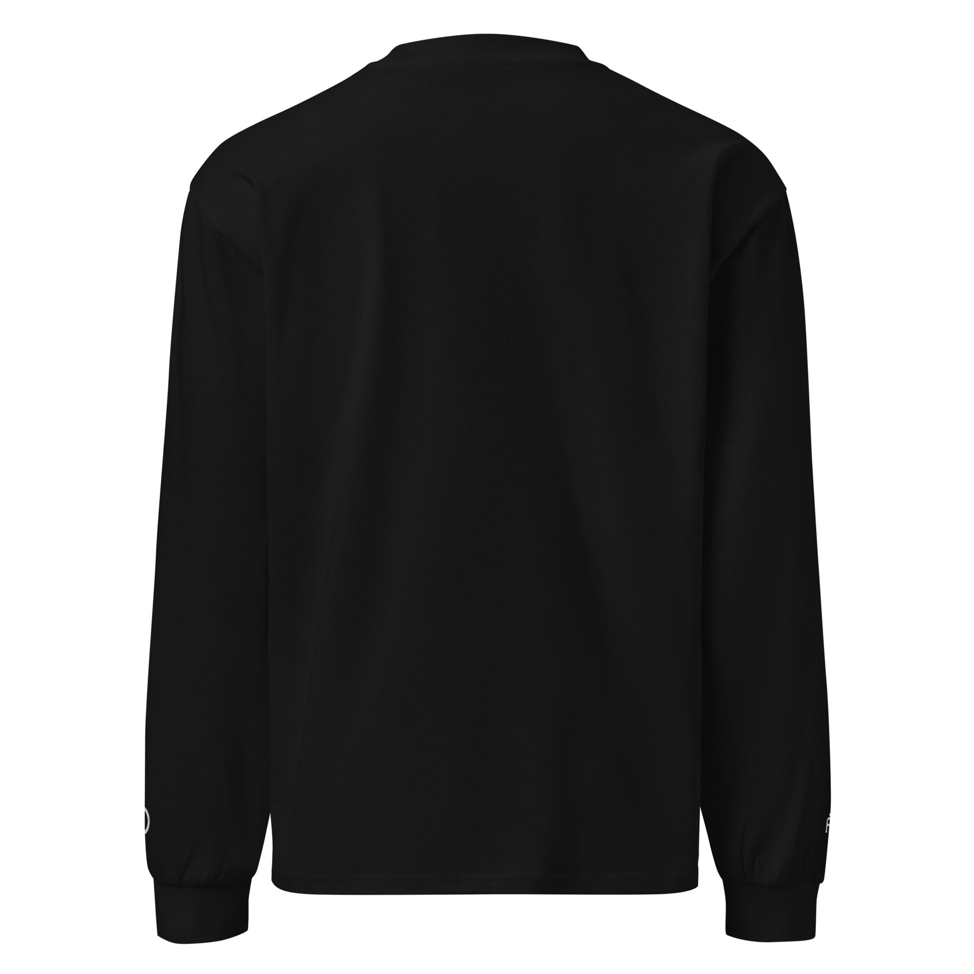 Premium heavyweight long sleeve cotton shirt in black with white switch\off and logo embroidery - An Athlete Trains.