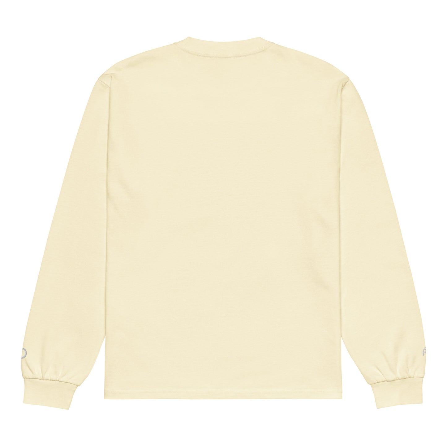 Premium heavyweight long sleeve cotton shirt in butter with white switch\off and logo embroidery - An Athlete Trains.