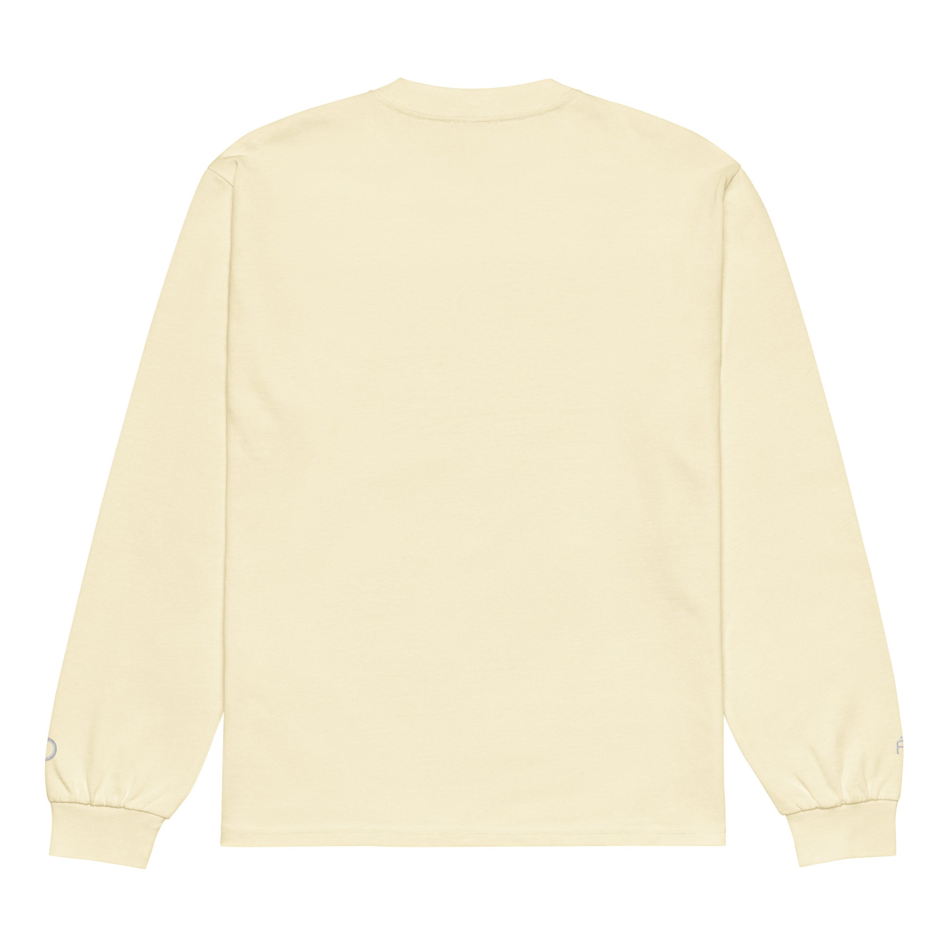 Premium heavyweight long sleeve cotton shirt in butter with white switch\off and logo embroidery - An Athlete Trains.