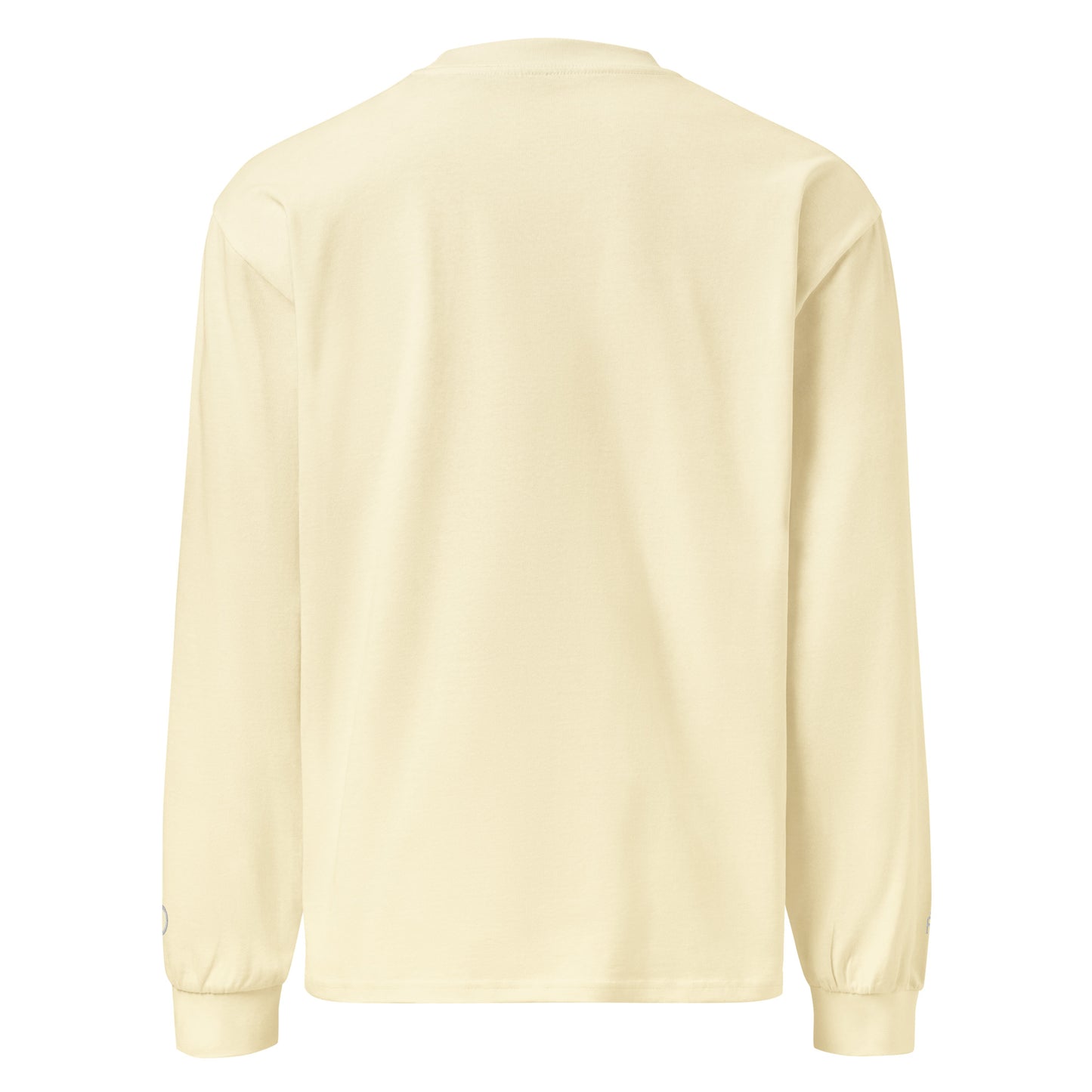 Premium heavyweight long sleeve cotton shirt in butter with white switch\off and logo embroidery - An Athlete Trains.