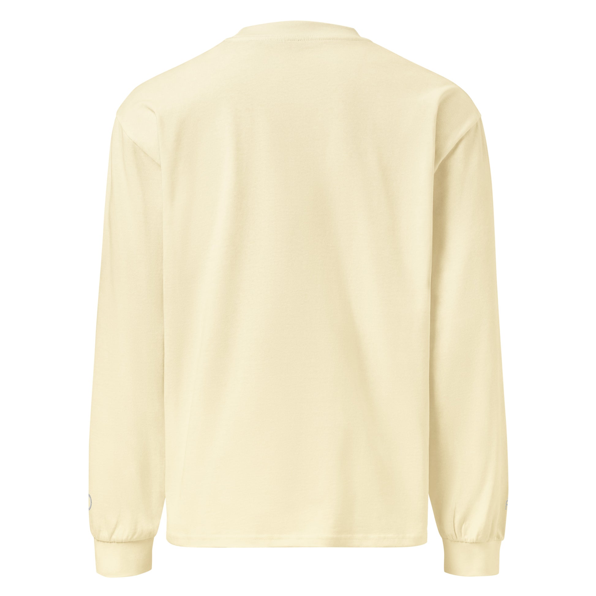 Premium heavyweight long sleeve cotton shirt in butter with white switch\off and logo embroidery - An Athlete Trains.