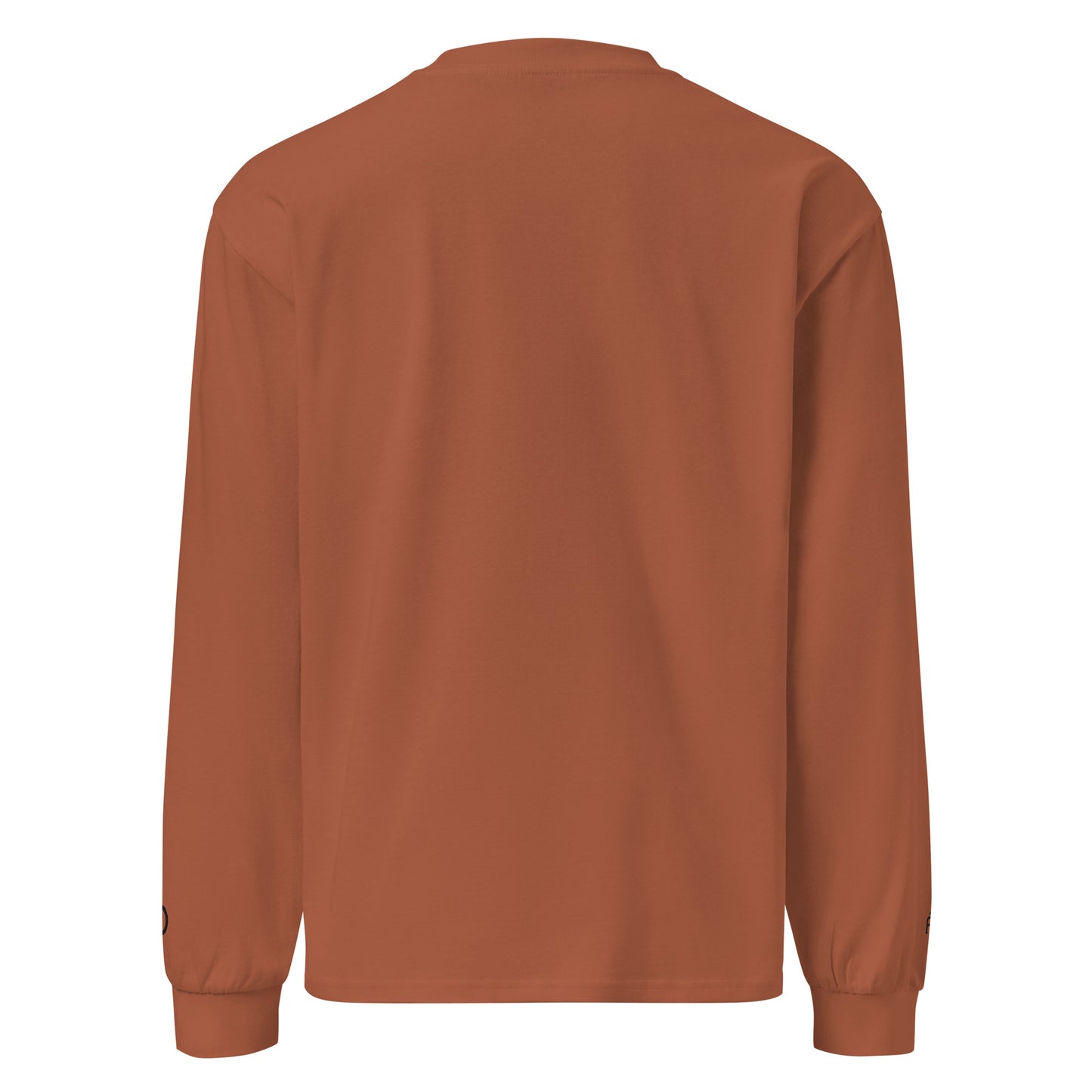 Premium heavyweight long sleeve cotton shirt in clay with black switch\off and logo embroidery - An Athlete Trains.