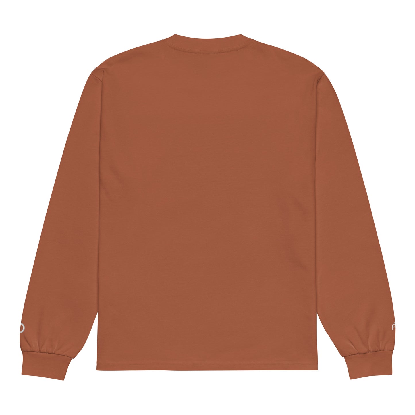 Premium heavyweight long sleeve cotton shirt in clay with white switch\off and logo embroidery - An Athlete Trains.