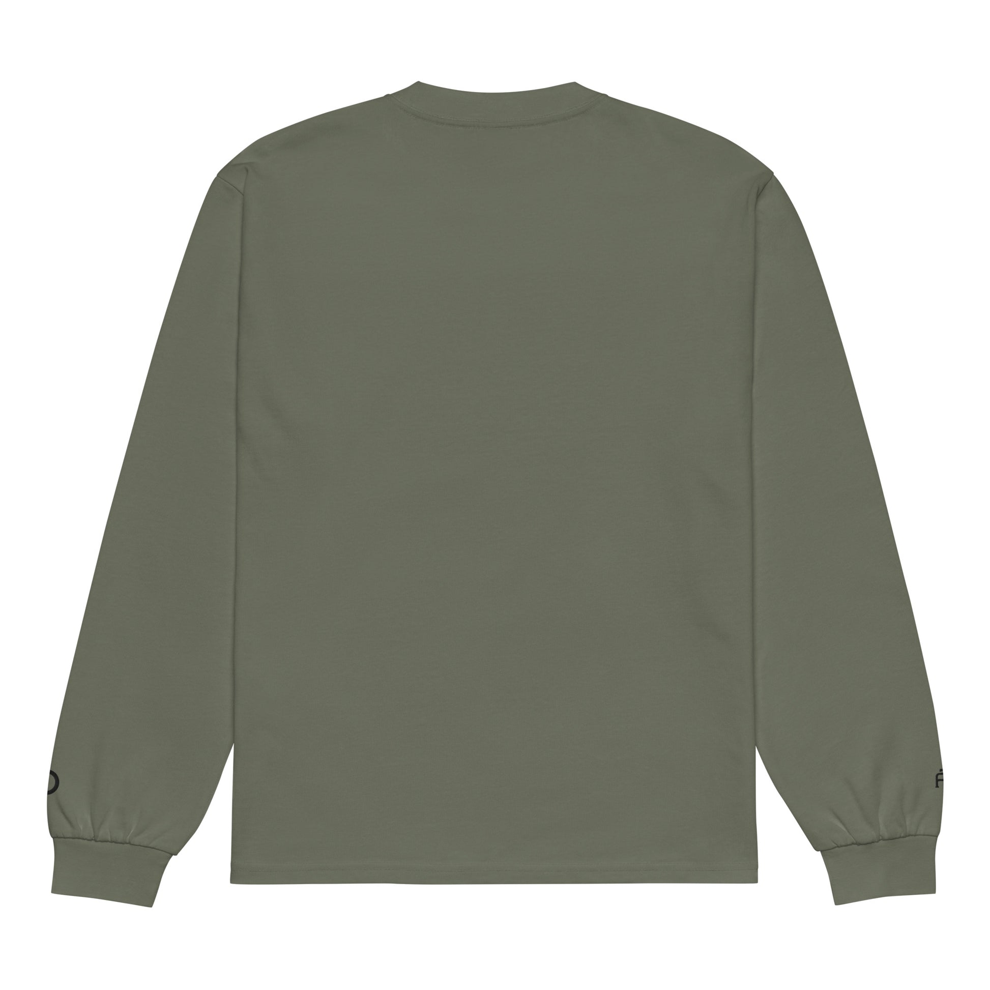 Premium heavyweight long sleeve cotton shirt in cypress green with black switch\off and logo embroidery - An Athlete Trains.