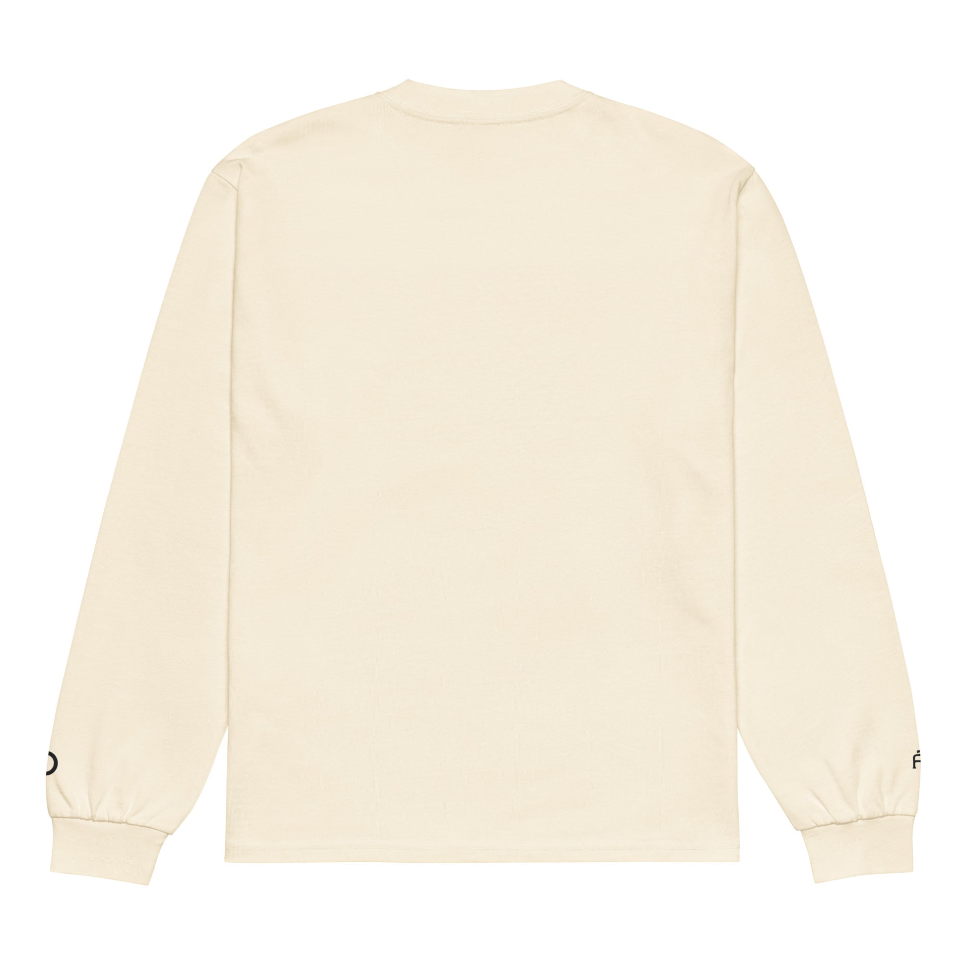 Premium heavyweight long sleeve cotton shirt in ecru with black switch\off and logo embroidery - An Athlete Trains.