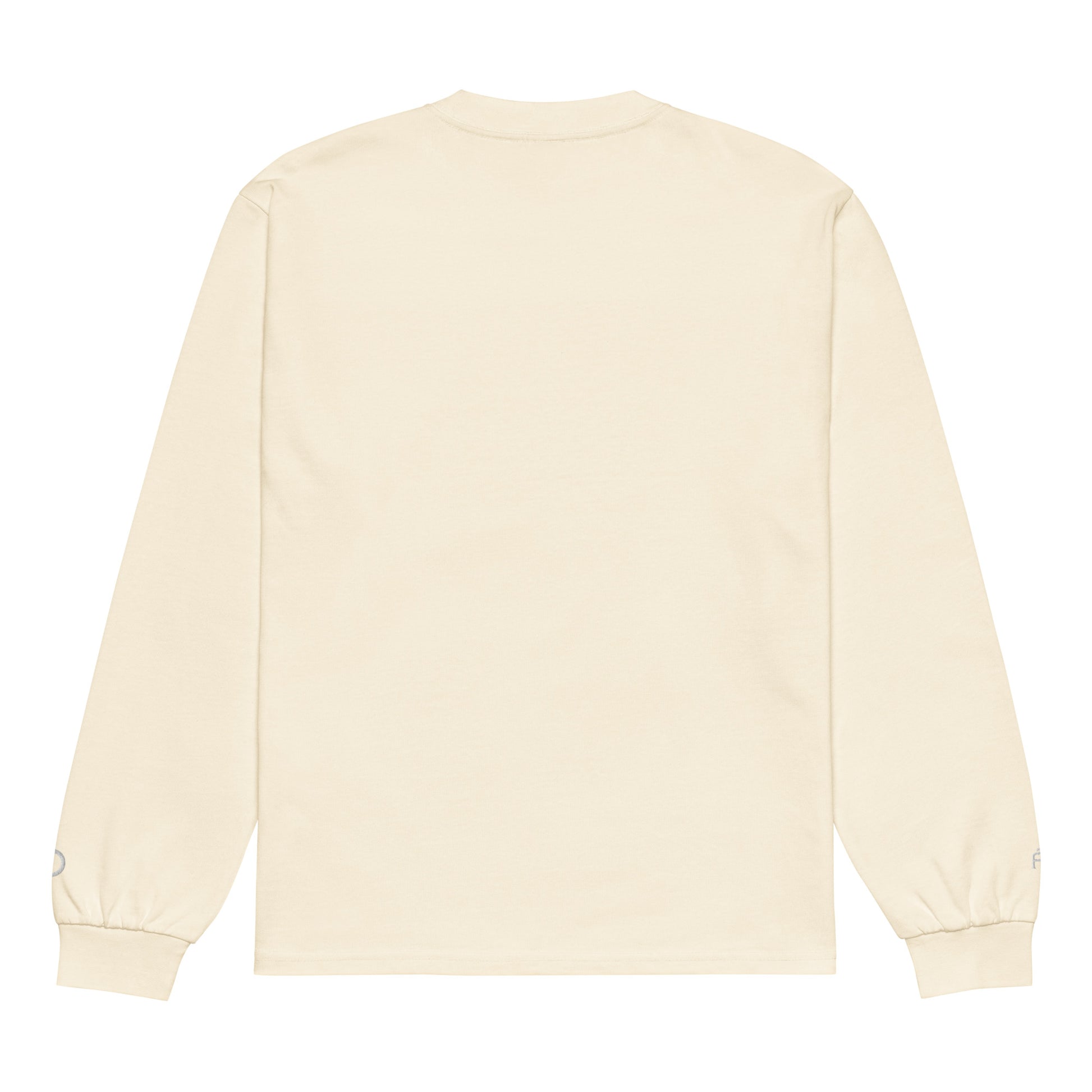 Premium heavyweight long sleeve cotton shirt in ecru with white switch\off and logo embroidery - An Athlete Trains.