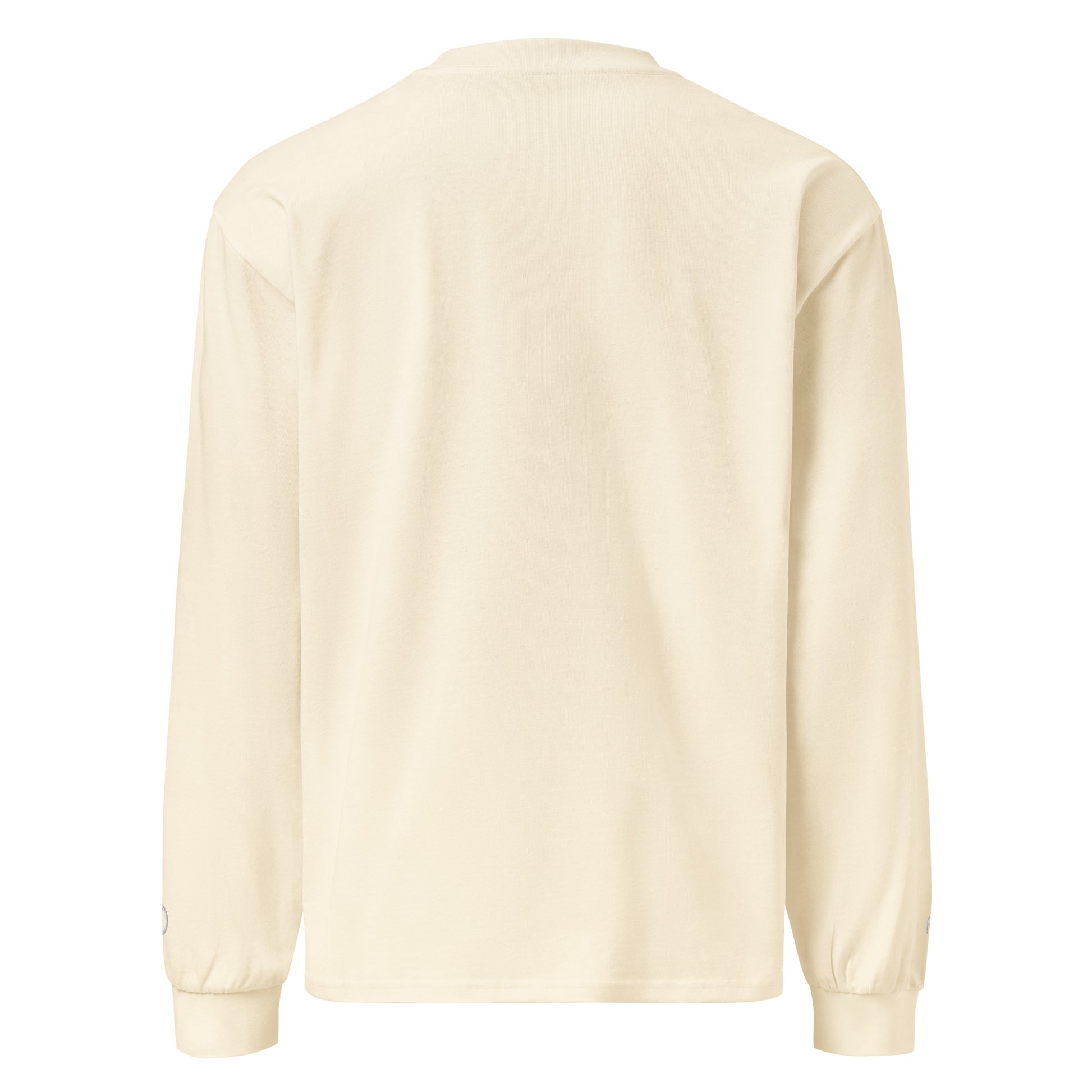 Premium heavyweight long sleeve cotton shirt in ecru with white switch\off and logo embroidery - An Athlete Trains.