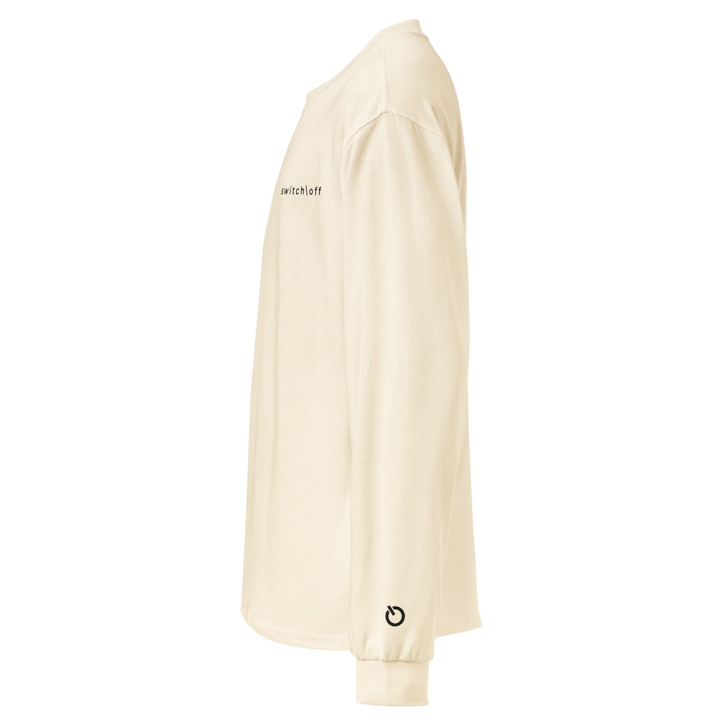 Premium heavyweight long sleeve cotton shirt in ecru with black switch\off and logo embroidery - An Athlete Trains.